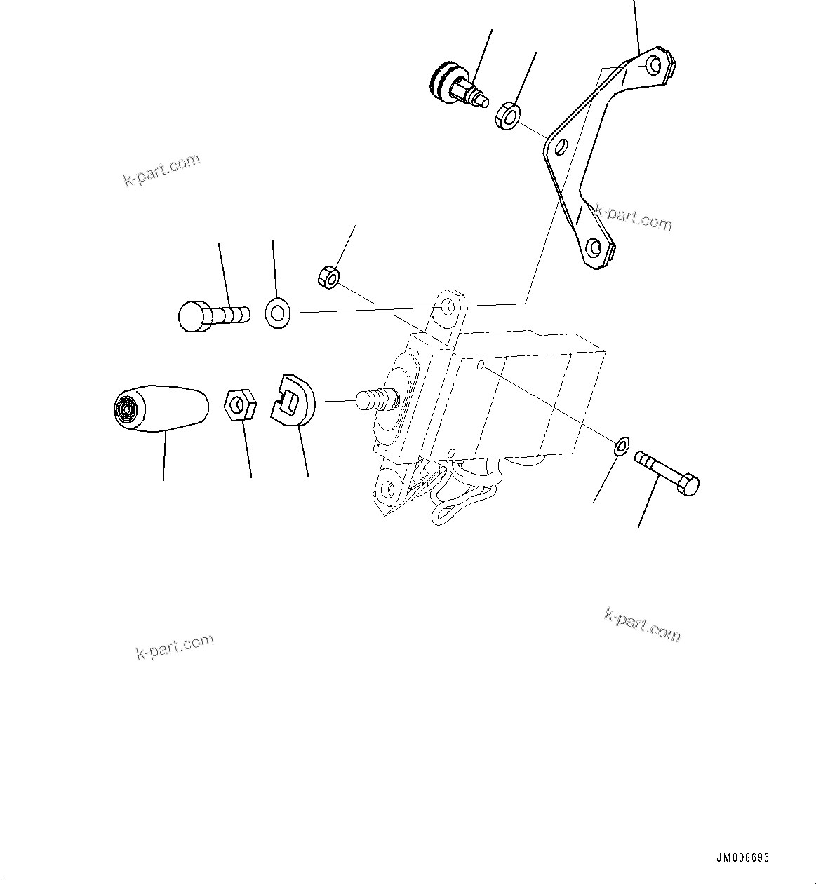 Komatsu parts book diagram for HD605-8 S/N 30072-UP (For KAL): CAB, KNOB (#30001-)