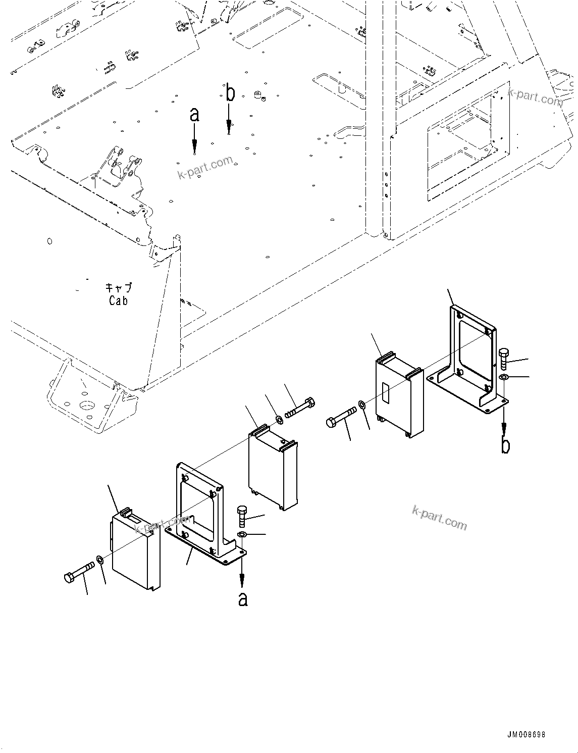 Komatsu parts book diagram for HD605-8 S/N 30072-UP (For KAL): CAB, CONTROLLER (1/2) (#30001-)