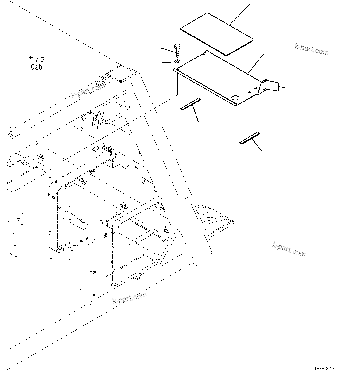 Komatsu parts book diagram for HD605-8 S/N 30072-UP (For KAL): CAB, TRAY (#30001-)