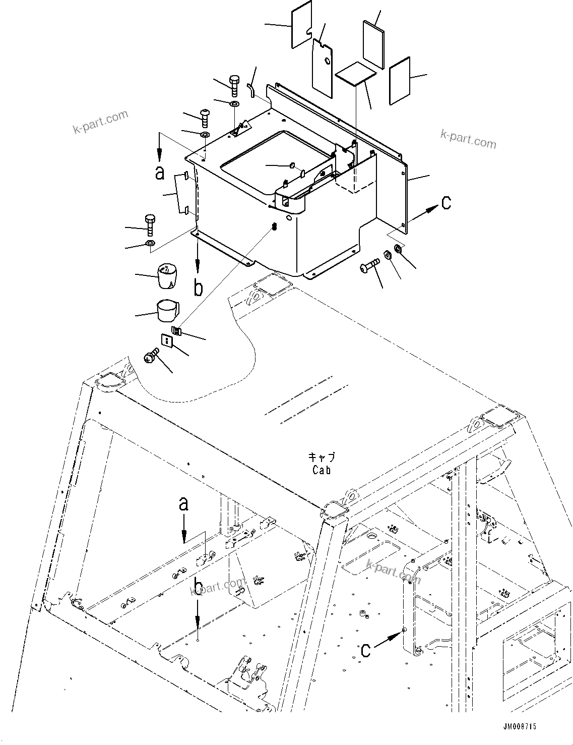 Komatsu parts book diagram for HD605-8 S/N 30072-UP (For KAL): CAB, CONSOLE BOX (#30001-)