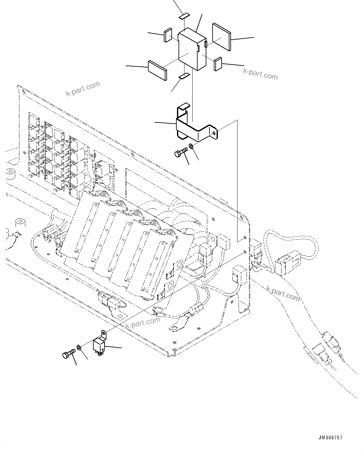 Komatsu parts book diagram for HD605-8 S/N 30072-UP (For KAL): CAB, RELAY (#30001-)