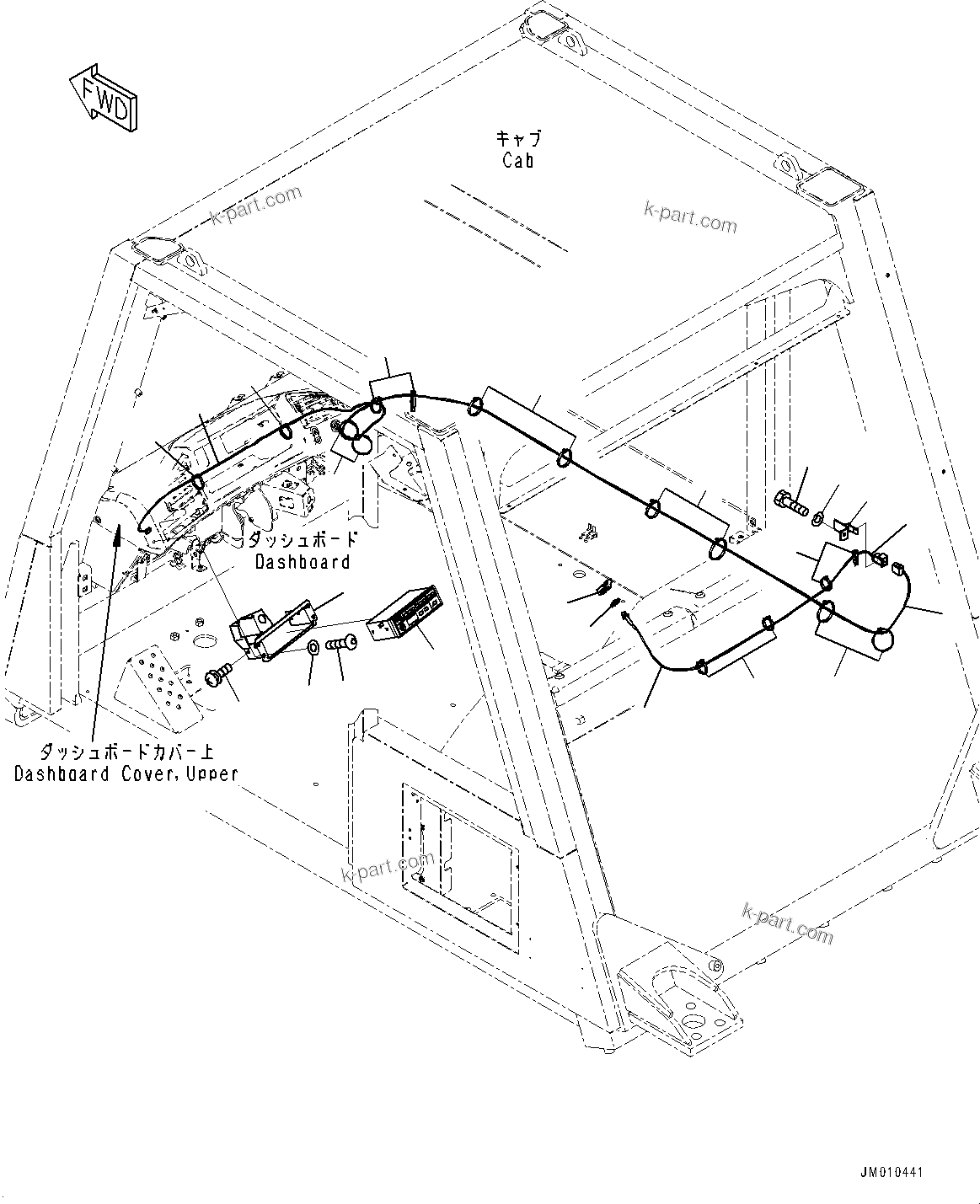 Komatsu parts book diagram for HD605-8 S/N 30072-UP (For KAL): CAB, RADIO (WITH ) (#30001-)