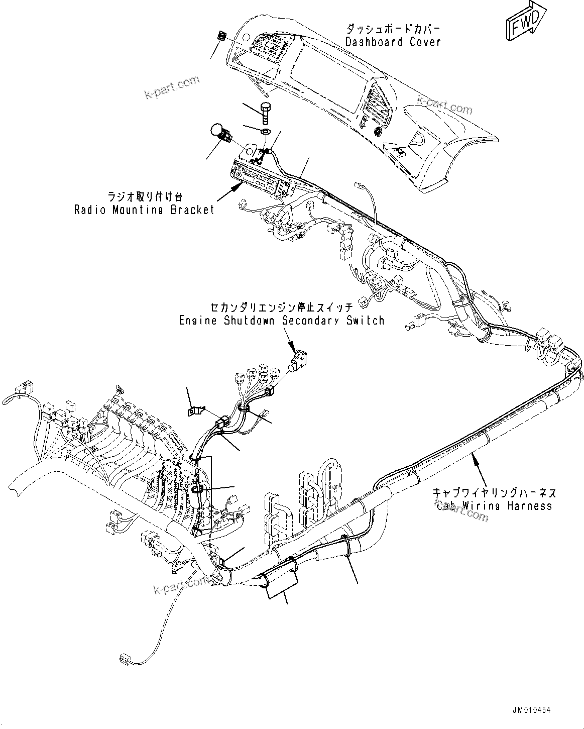 Komatsu parts book diagram for HD605-8 S/N 30072-UP (For KAL): CAB, WIRING HARNESS (#30001-)