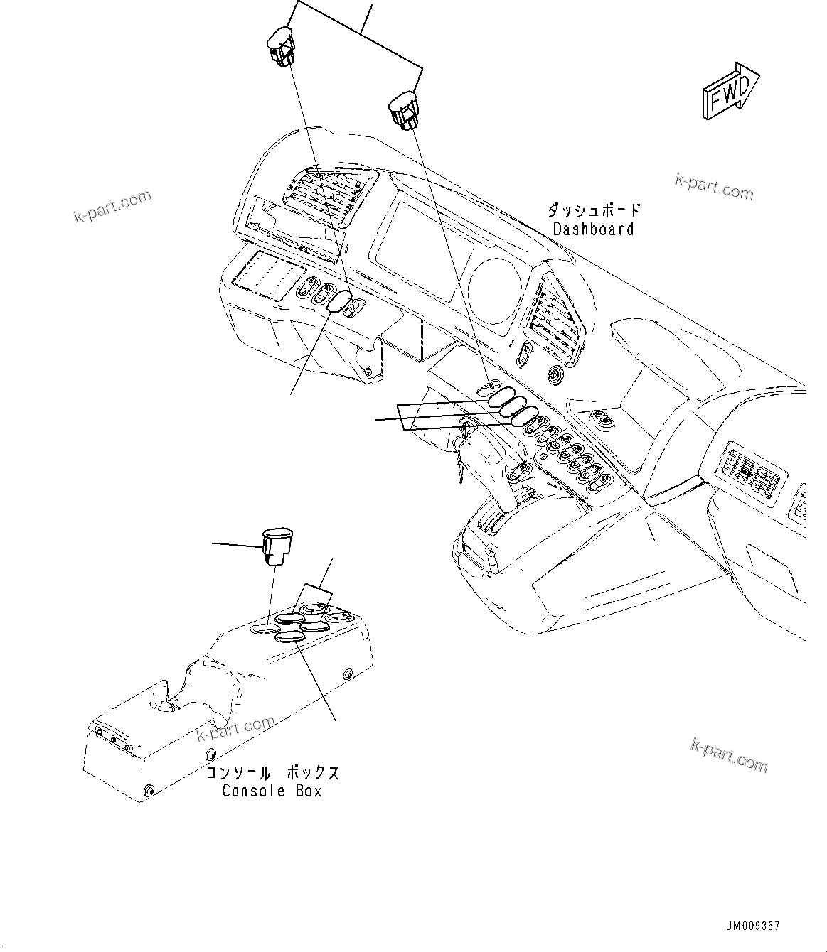 Komatsu parts book diagram for HD605-8 S/N 30072-UP (For KAL): CAB OPTION SWITCH, COVER (#30001-)
