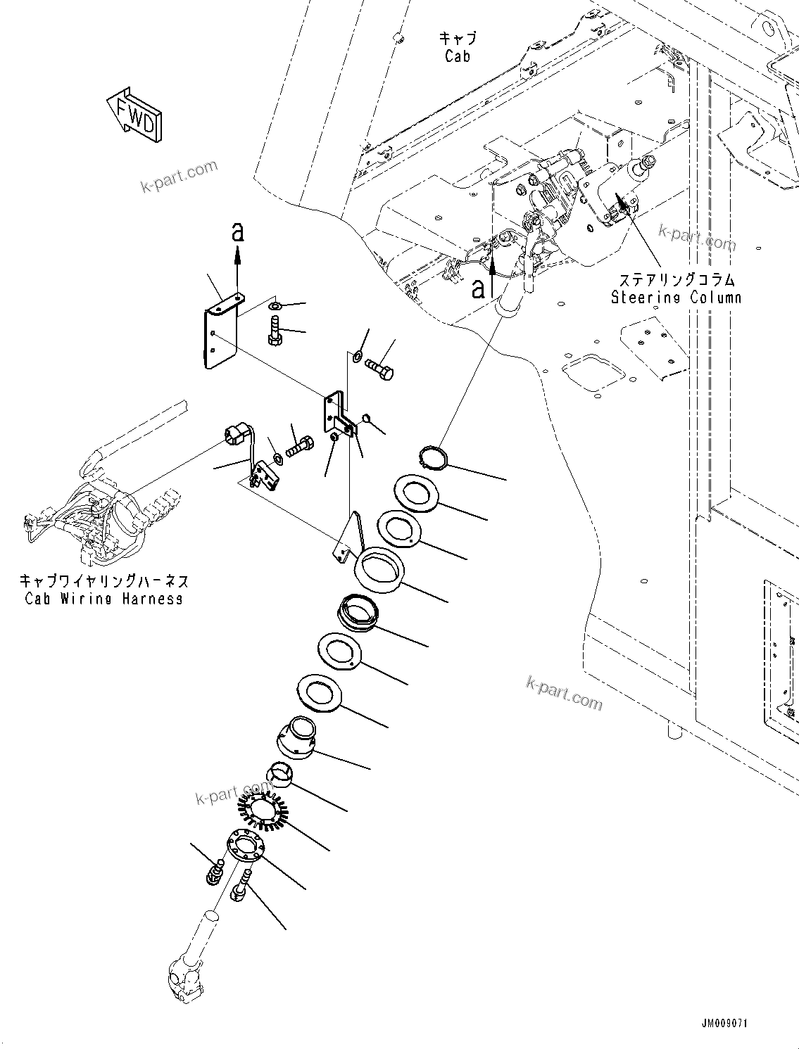 Komatsu parts book diagram for HD605-8 S/N 30072-UP (For KAL): CAB OPTION SWITCH, STEERING SENSOR (#30001-)