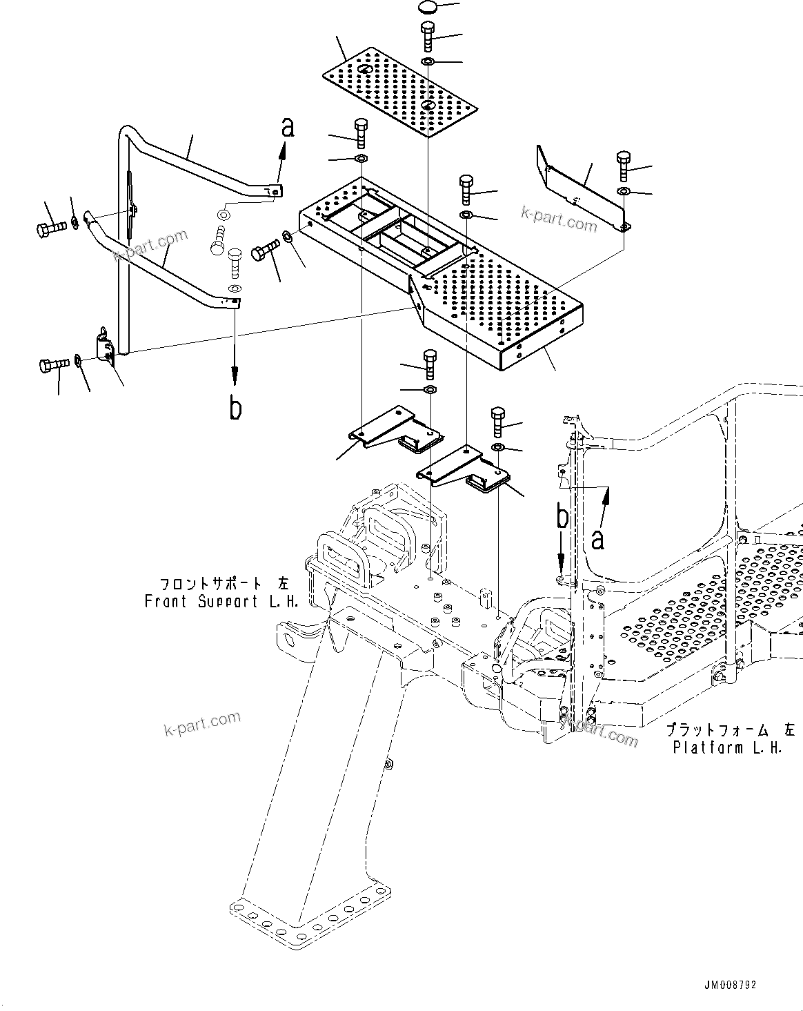 Komatsu parts book diagram for HD605-8 S/N 30072-UP (For KAL): CAB RELATED, STEP AND HANDRAIL (#30001-)