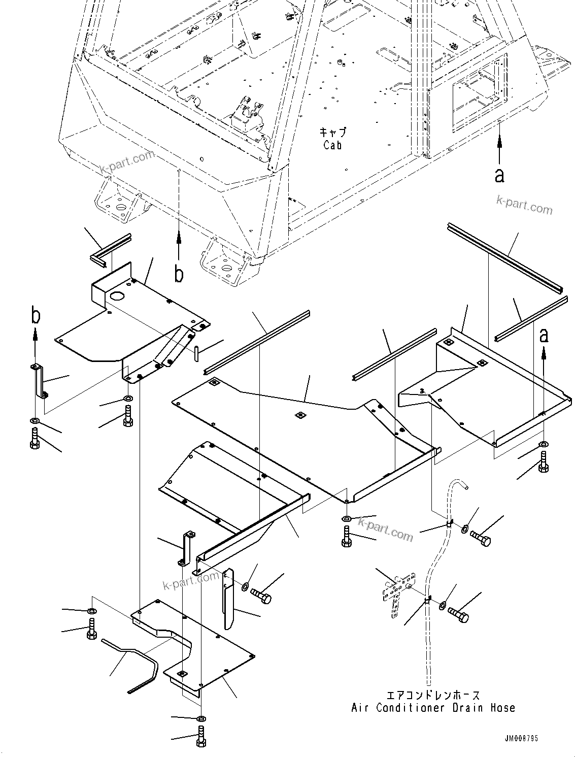 Komatsu parts book diagram for HD605-8 S/N 30072-UP (For KAL): CAB RELATED, UNDER COVER (#30001-)