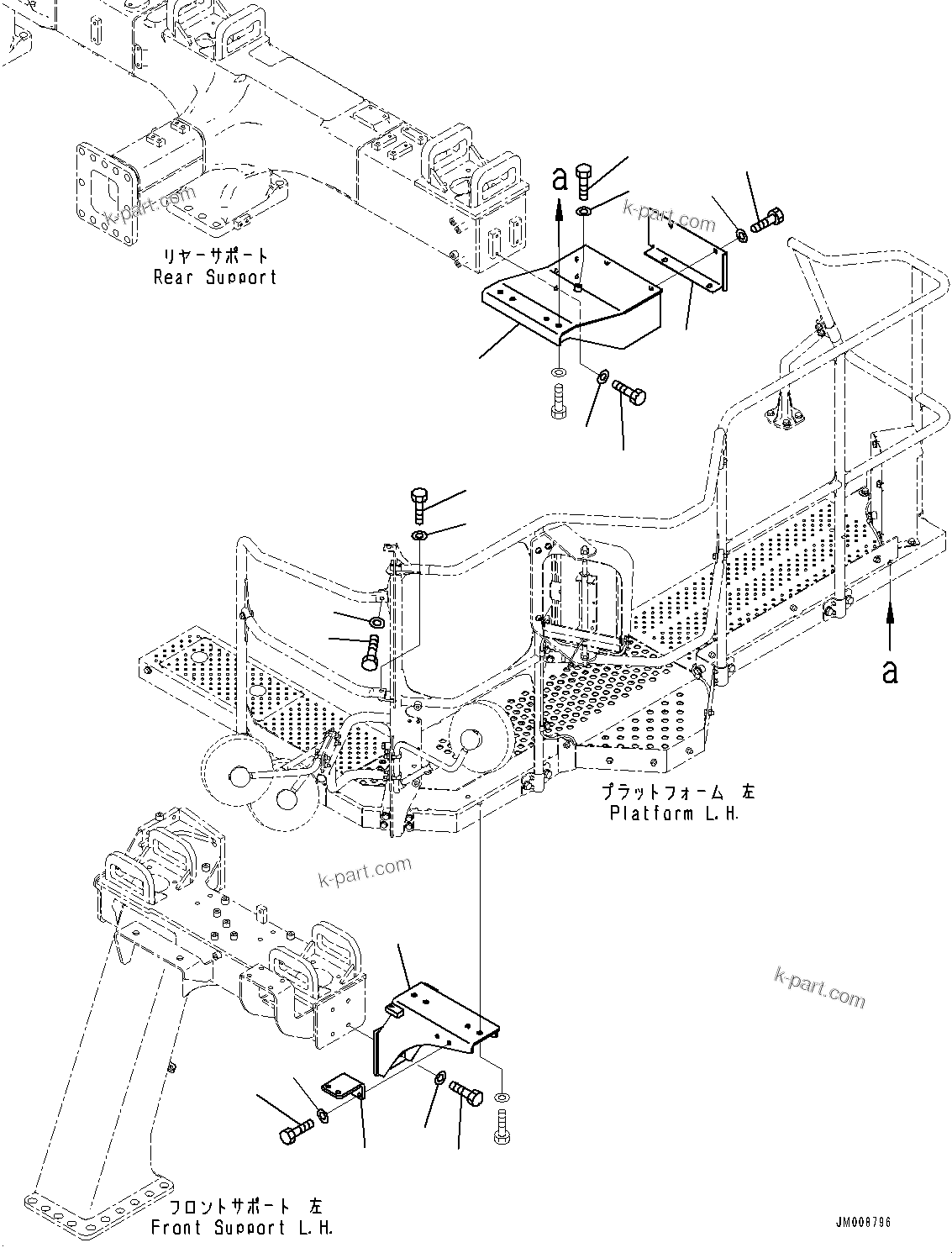 Komatsu parts book diagram for HD605-8 S/N 30072-UP (For KAL): CAB RELATED, STEP MOUNTING (#30001-)