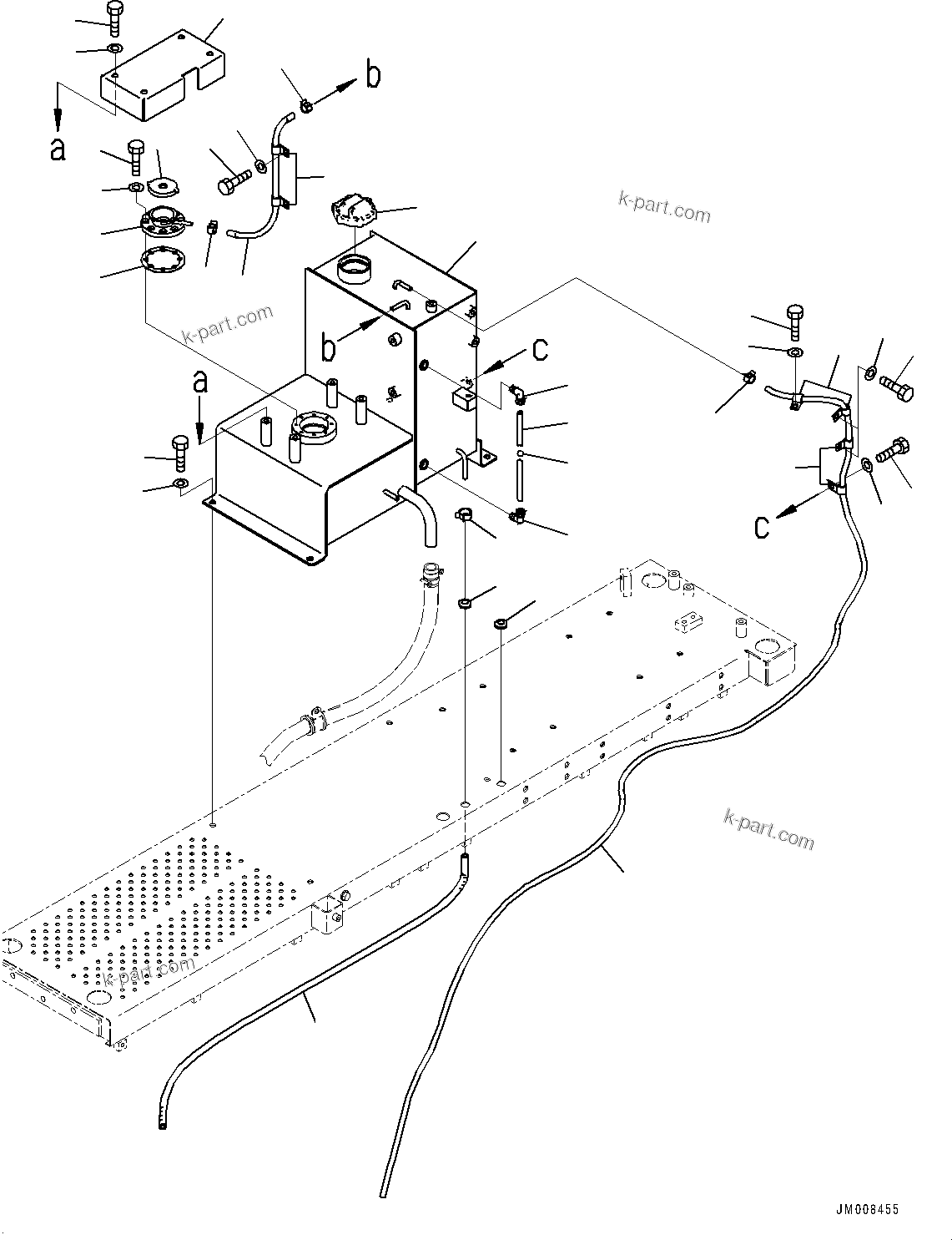 Komatsu parts book diagram for HD605-8 S/N 30072-UP (For KAL): PLATFORM GROUP, RESERVOIR TANK (#30001-)