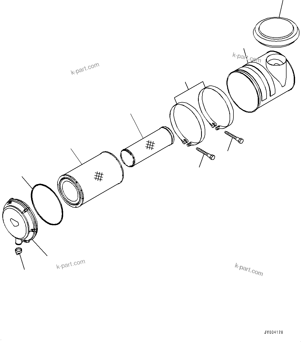 Komatsu parts book diagram for HD605-8 S/N 30072-UP (For KAL): PLATFORM GROUP, AIR CLEANER ASSEMBLY(#30001-30014)