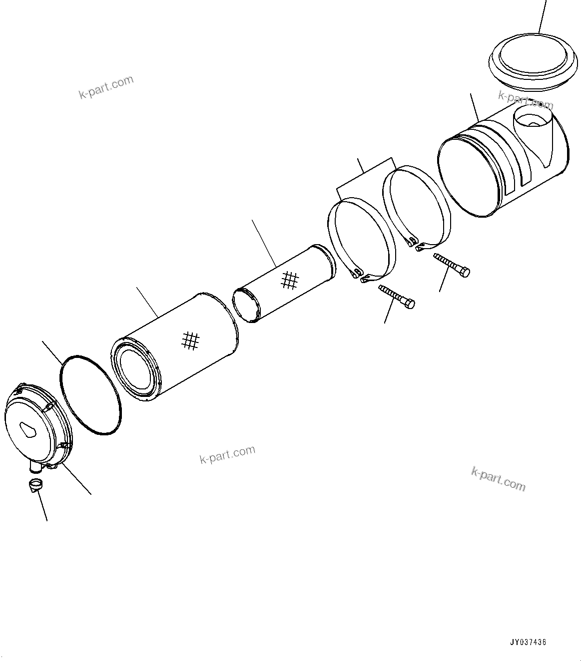 Komatsu parts book diagram for HD605-8 S/N 30072-UP (For KAL): PLATFORM GROUP, AIR CLEANER ASSEMBLY(#30015-)