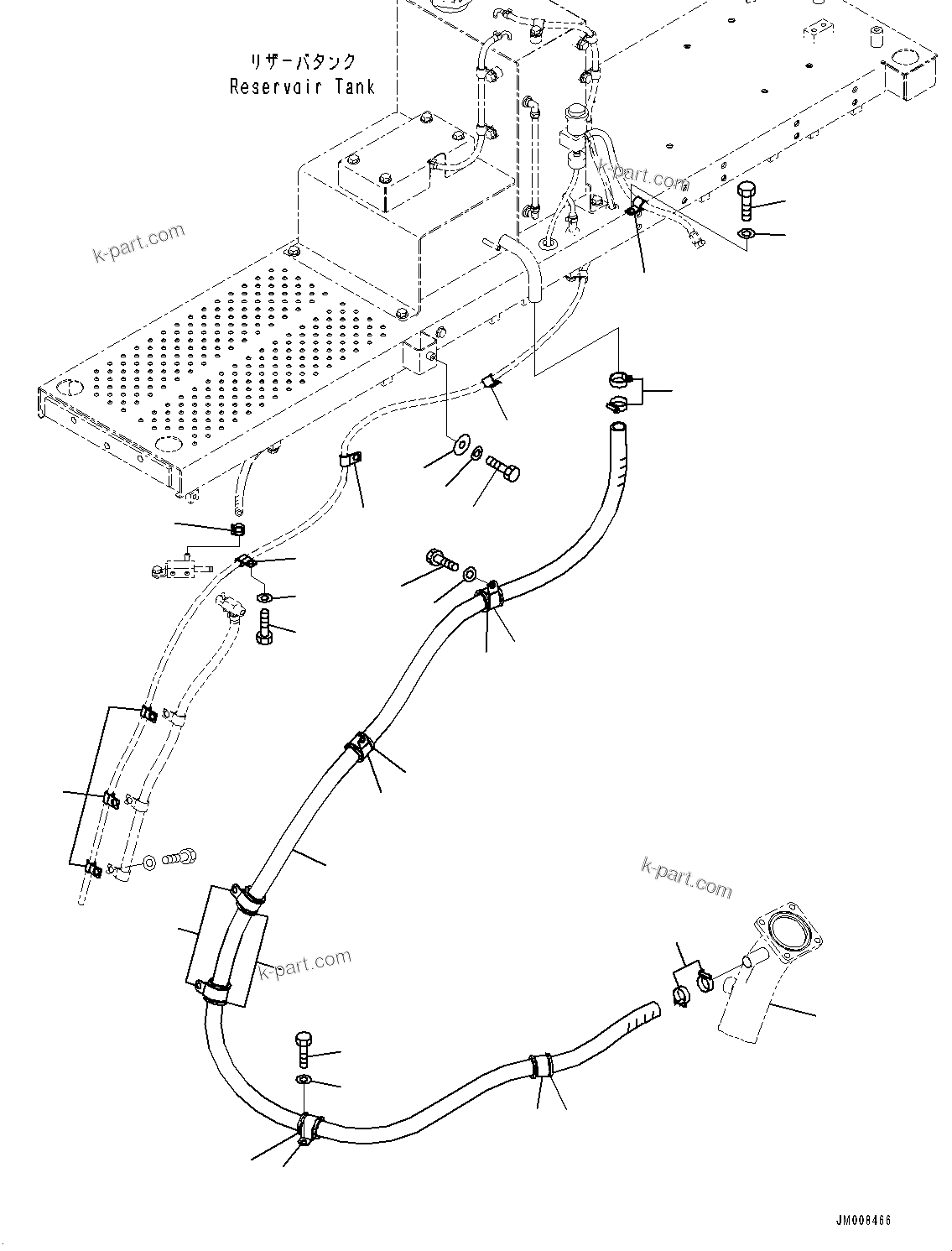 Komatsu parts book diagram for HD605-8 S/N 30072-UP (For KAL): PLATFORM GROUP, COOLANT PIPING (#30001-)
