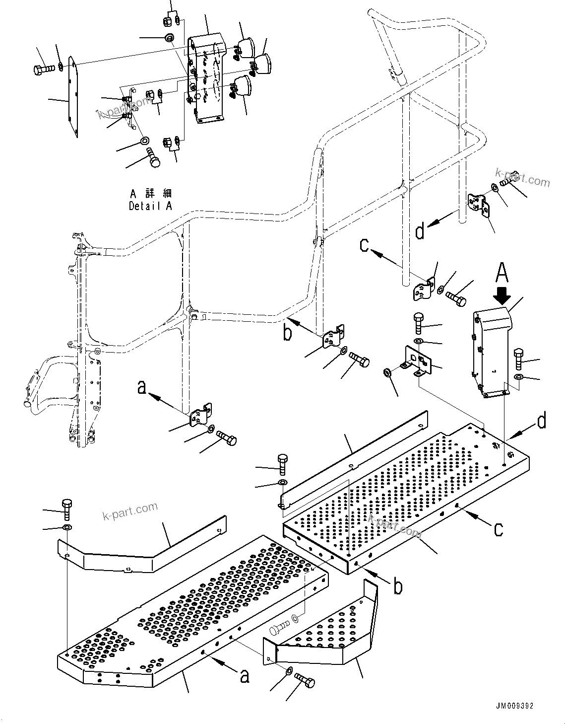 Komatsu parts book diagram for HD605-8 S/N 30072-UP (For KAL): SIDE PLATFORM, L.H. (#30001-)