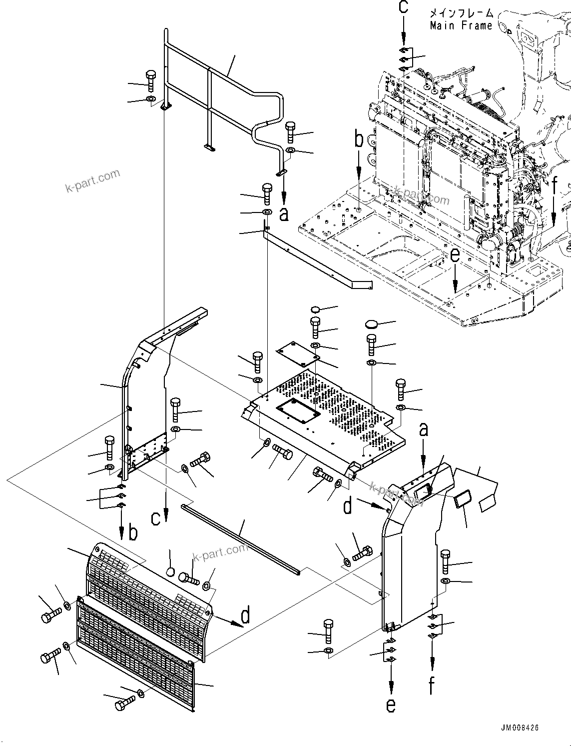 Komatsu parts book diagram for HD605-8 S/N 30072-UP (For KAL): RADIATOR GUARD, R.H. (#30001-)