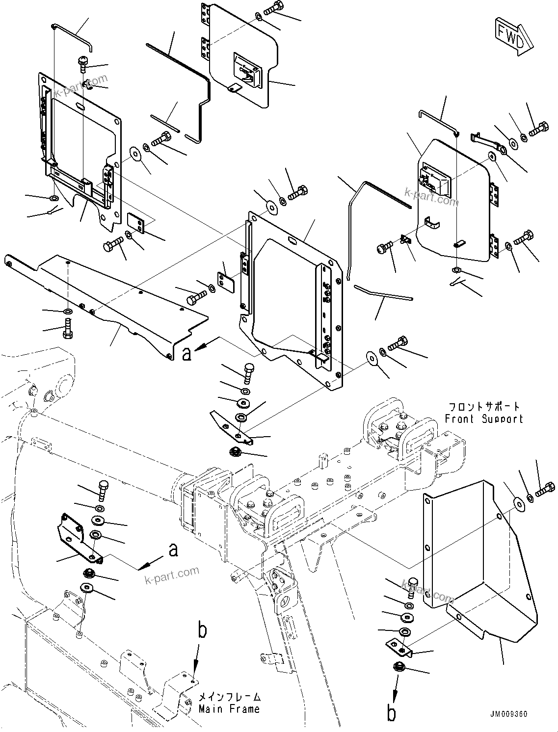 Komatsu parts book diagram for HD605-8 S/N 30072-UP (For KAL): ENGINE SIDE COVER, L.H. (#30001-)