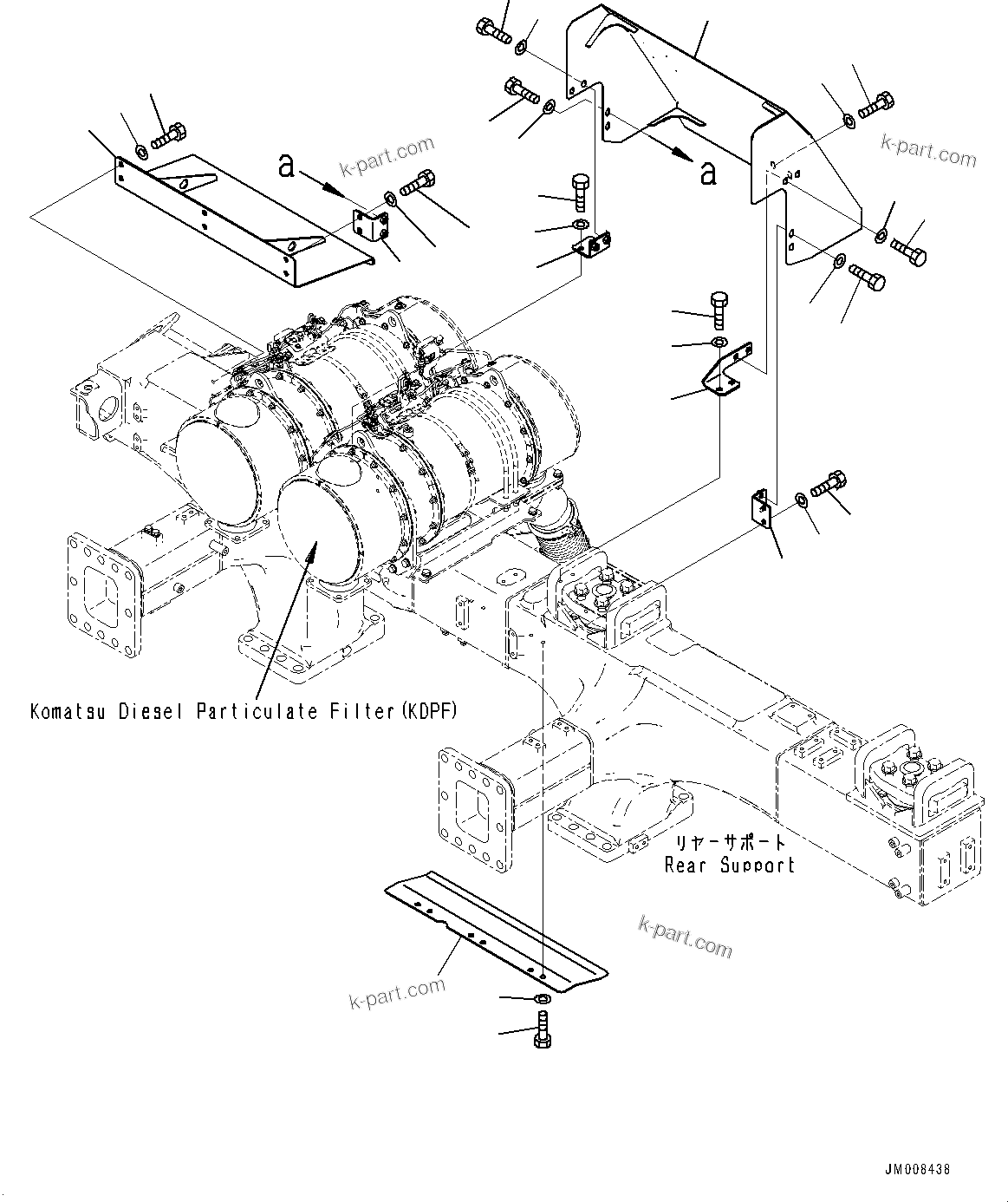 Komatsu parts book diagram for HD605-8 S/N 30072-UP (For KAL): FIRE PROTECTION, EXHAUST PIPING COVER (#30001-)