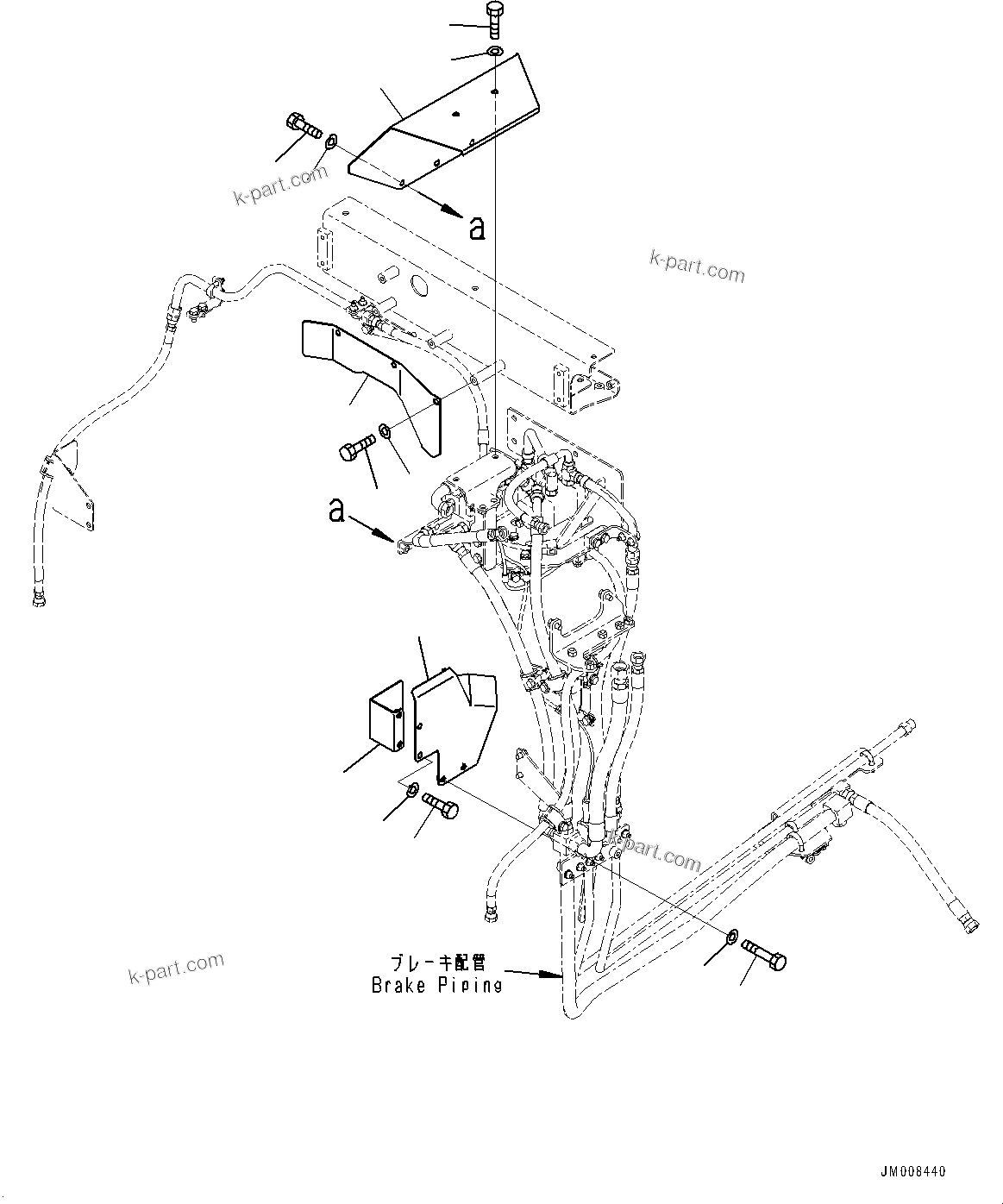 Komatsu parts book diagram for HD605-8 S/N 30072-UP (For KAL): FIRE PROTECTION, BRAKE PIPING COVER(#30001-30016)