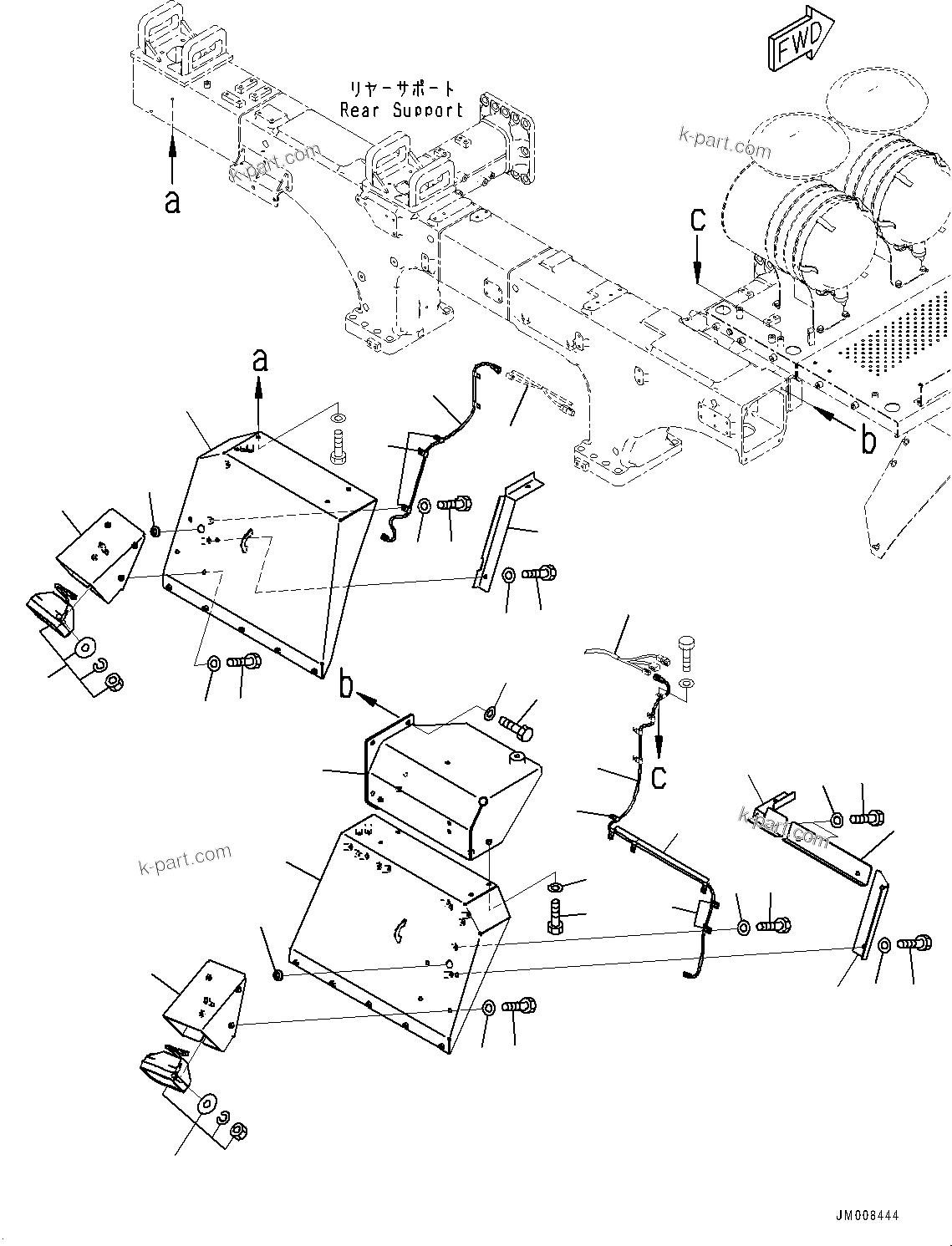 Komatsu parts book diagram for HD605-8 S/N 30072-UP (For KAL): FENDER, (WITH SIDE WORKING LAMP) (#30001-)