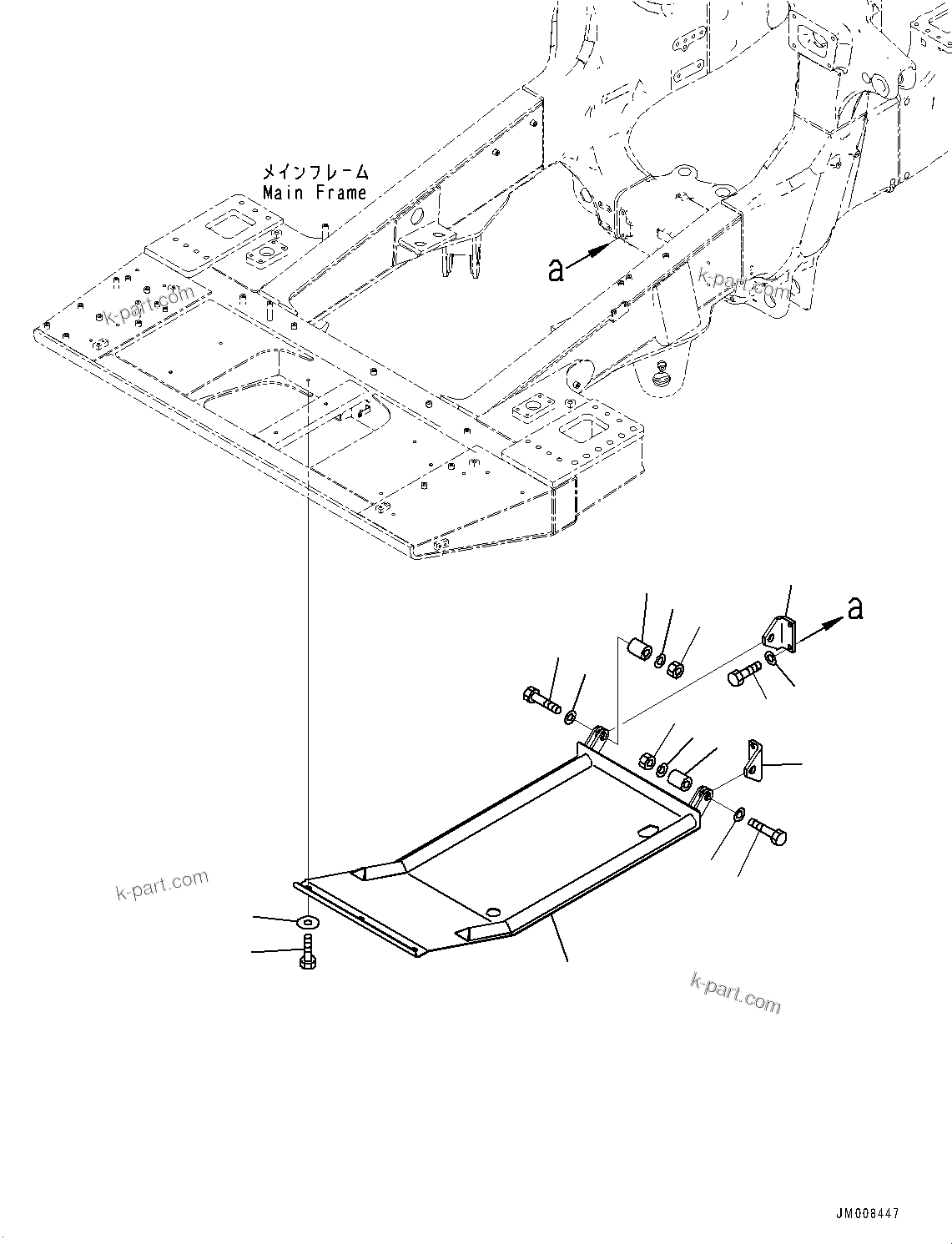Komatsu parts book diagram for HD605-8 S/N 30072-UP (For KAL): ENGINE UNDER GUARD (#30001-)