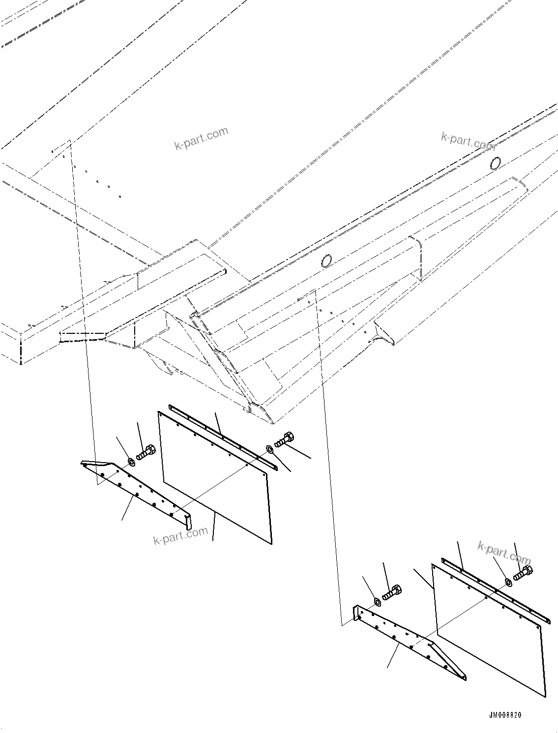 Komatsu parts book diagram for HD605-8 S/N 30072-UP (For KAL): BODY RELATED PARTS, MUDGUARD (#30001-)