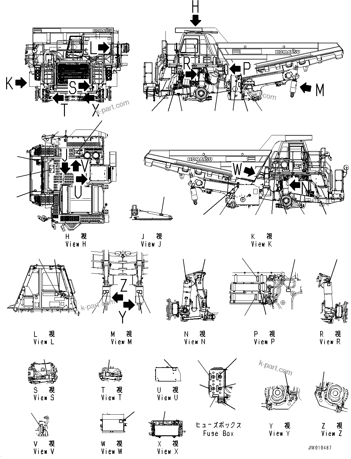 Komatsu parts book diagram for HD605-8 S/N 30072-UP (For KAL): MARKS AND NAME PLATES, (2/3) (#30001-)