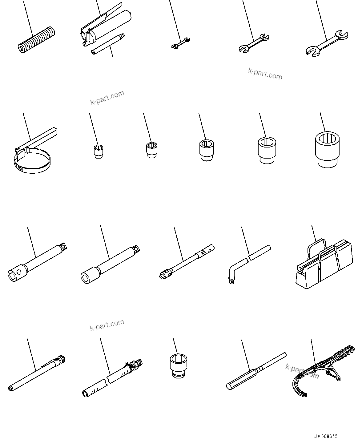 Komatsu parts book diagram for HD605-8 S/N 30072-UP (For KAL): GENERAL TOOL SET (#30001-)