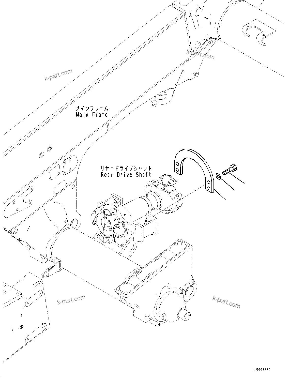Komatsu parts book diagram for HD605-8 S/N 30072-UP (For KAL): REAR DRIVE SHAFT GUARD (#30001-)