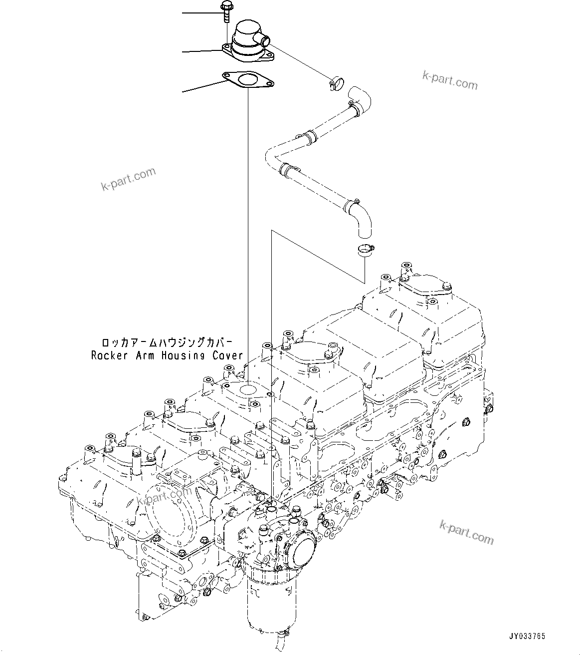 Komatsu parts book diagram for SAA6D170E-7D S/N 710161-UP (For PC1250-11/PC1250LC-11): KOMATSU CLOSED CRANKCASE VENTILATION (KCCV), BREATHER (#710161-)