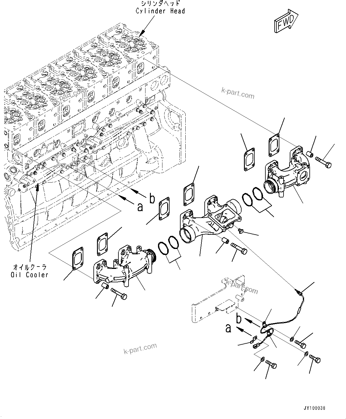 Komatsu parts book diagram for SAA6D170E-7D S/N 710161-UP (For PC1250-11/PC1250LC-11): EXHAUST MANIFOLD (#710161-)