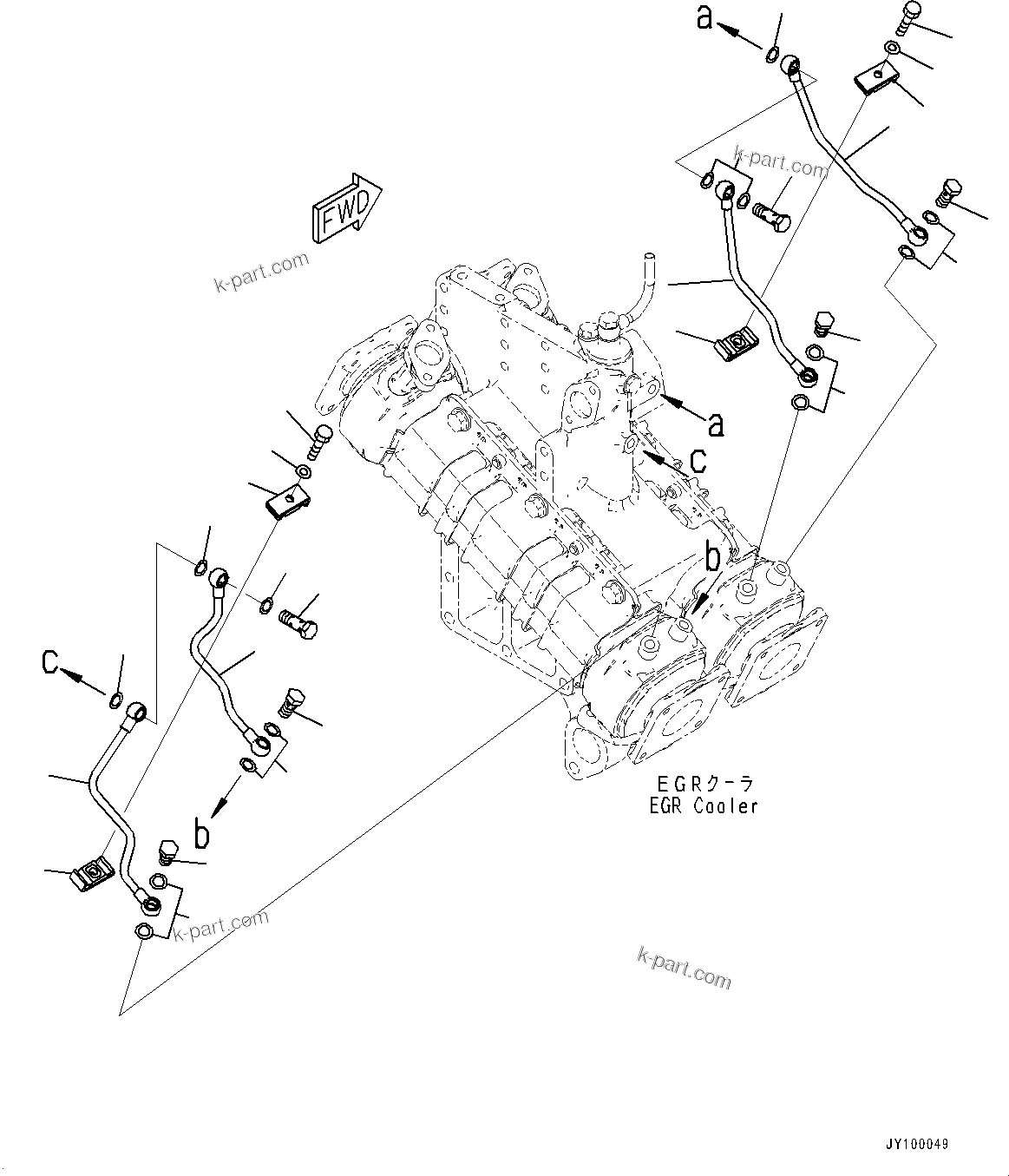 Komatsu parts book diagram for SAA6D170E-7D S/N 710161-UP (For PC1250-11/PC1250LC-11): EXHAUST GAS RE-CIRCULATION (EGR) COOLER, AIR VENT (#710161-)