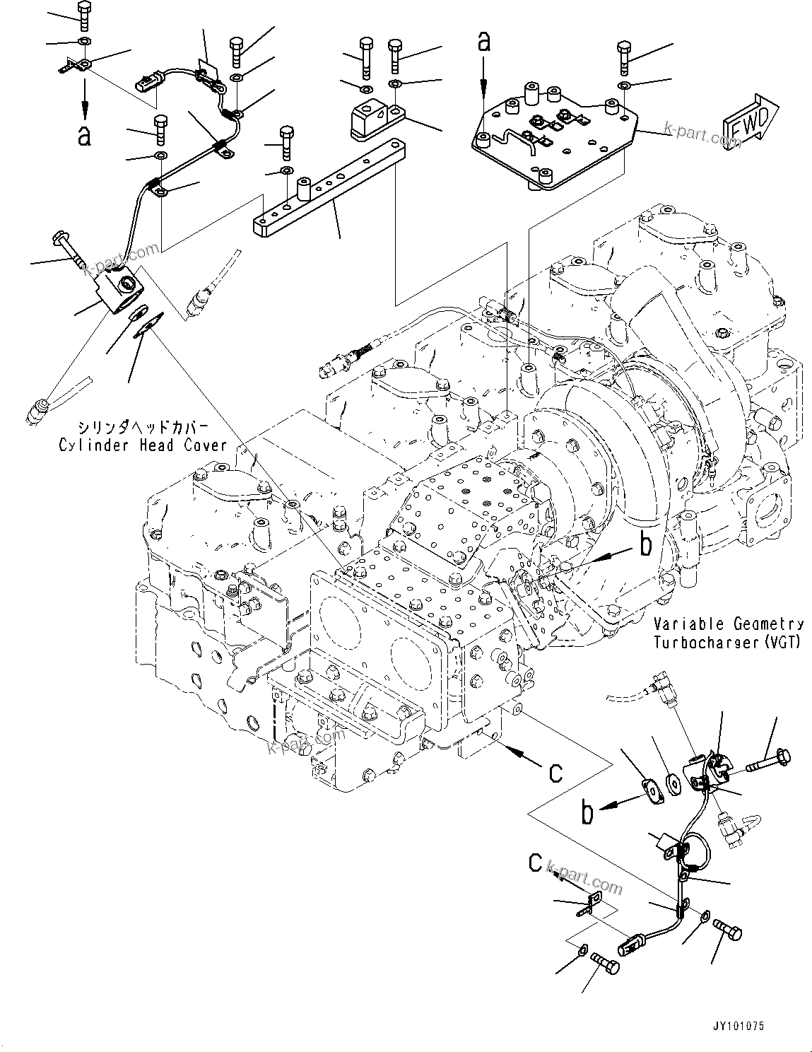Komatsu parts book diagram for SAA6D170E-7D S/N 710161-UP (For PC1250-11/PC1250LC-11): EXHAUST CONNECTION, FUEL DOSER MOUNTING(#710161-)