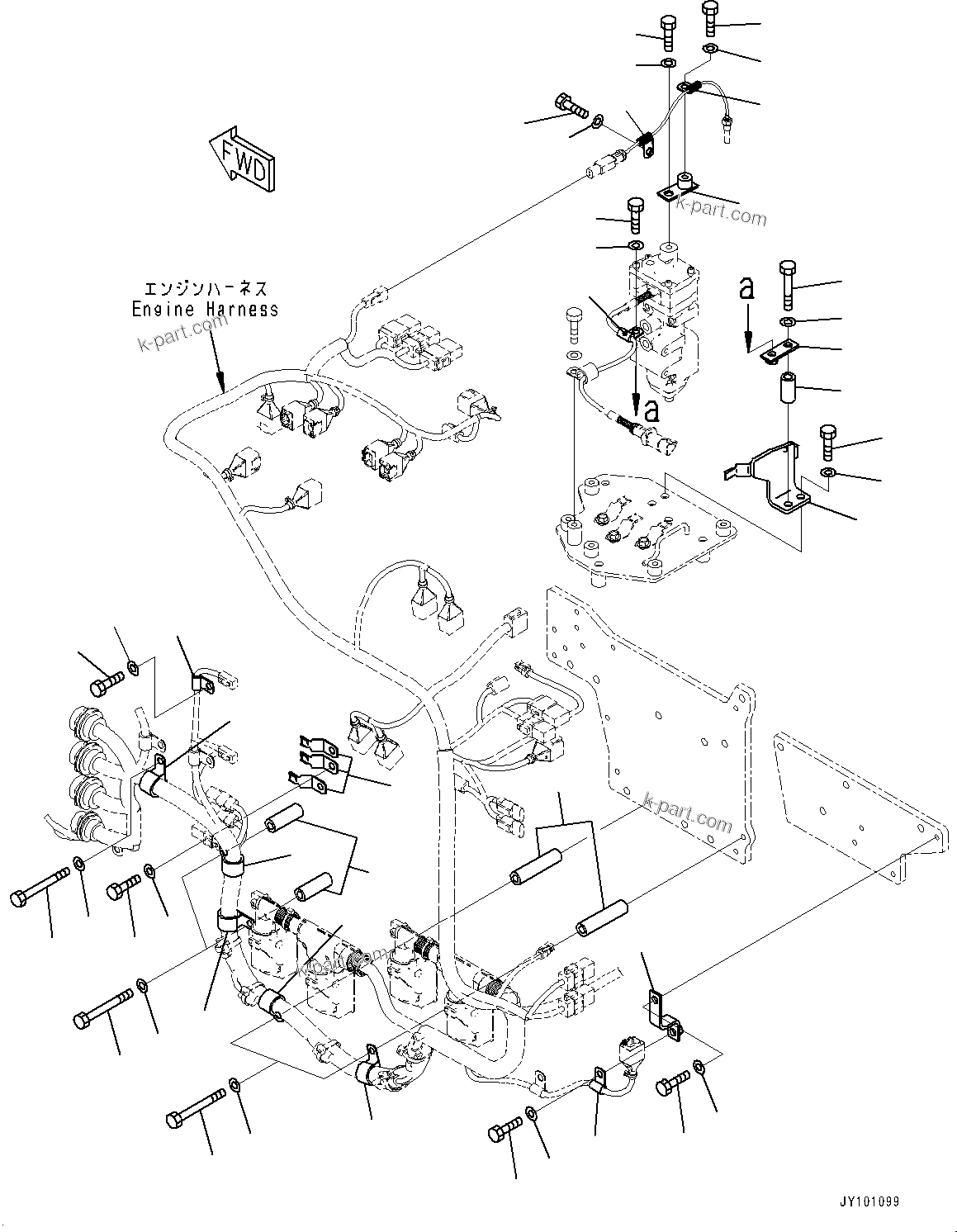 Komatsu parts book diagram for SAA6D170E-7D S/N 710161-UP (For PC1250-11/PC1250LC-11): CABLE SUPPORT, WIRING HARNESS CLAMP (3/4)(#710171-)