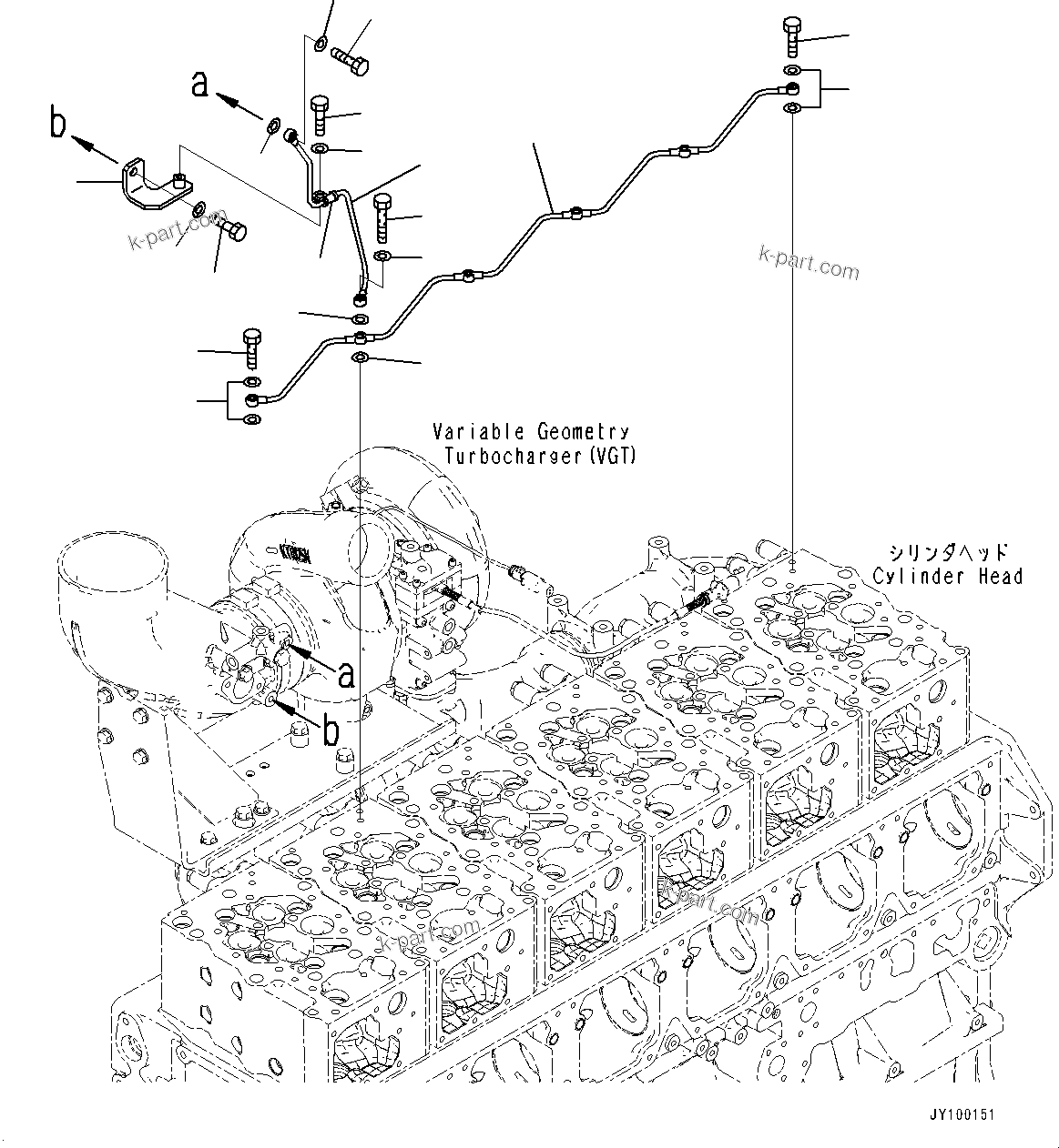 Komatsu parts book diagram for SAA6D170E-7D S/N 710161-UP (For PC1250-11/PC1250LC-11): WATER PUMP, AIR VENT AND WATER OUTLET TUBE (#710161-)