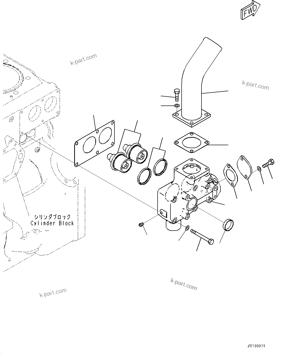 Komatsu parts book diagram for SAA6D170E-7D S/N 710161-UP (For PC1250-11/PC1250LC-11): THERMOSTAT HOUSING (#710161-)