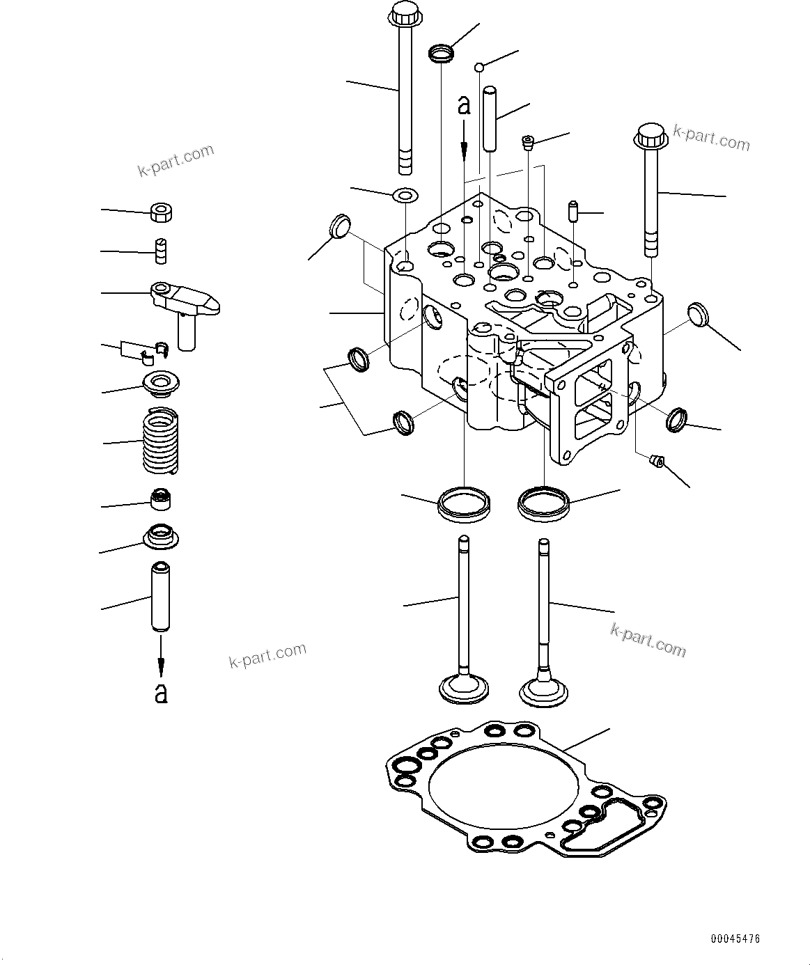 Komatsu parts book diagram for SAA6D125E-7 S/N 860032-UP (For HM300-5E0): CYLINDER HEAD (#860032-)