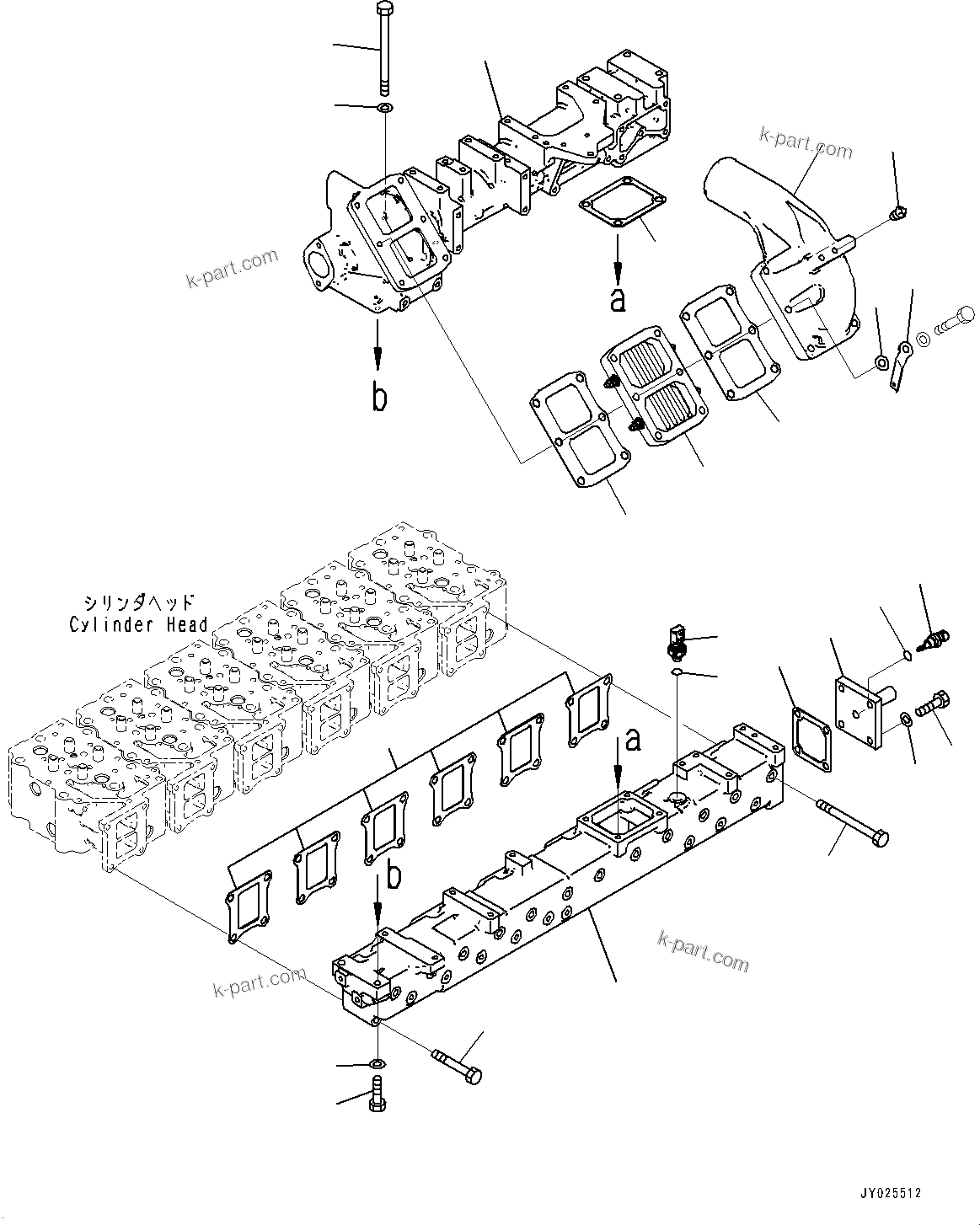 Komatsu parts book diagram for SAA6D125E-7 S/N 860032-UP (For HM300-5E0): AIR INTAKE MANIFOLD (#860032-)