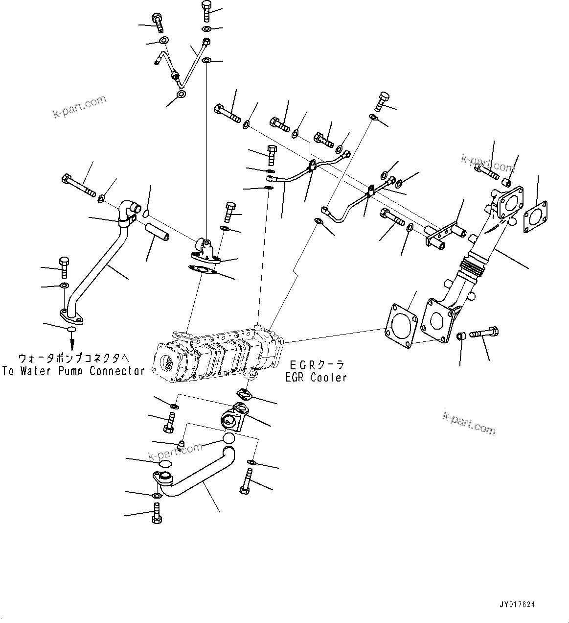 Komatsu parts book diagram for SAA6D125E-7 S/N 860032-UP (For HM300-5E0): EXHAUST GAS RE-CIRCULATION (EGR) VALVE, EGR COOLER PIPING AND AIR VENT (#860032-)