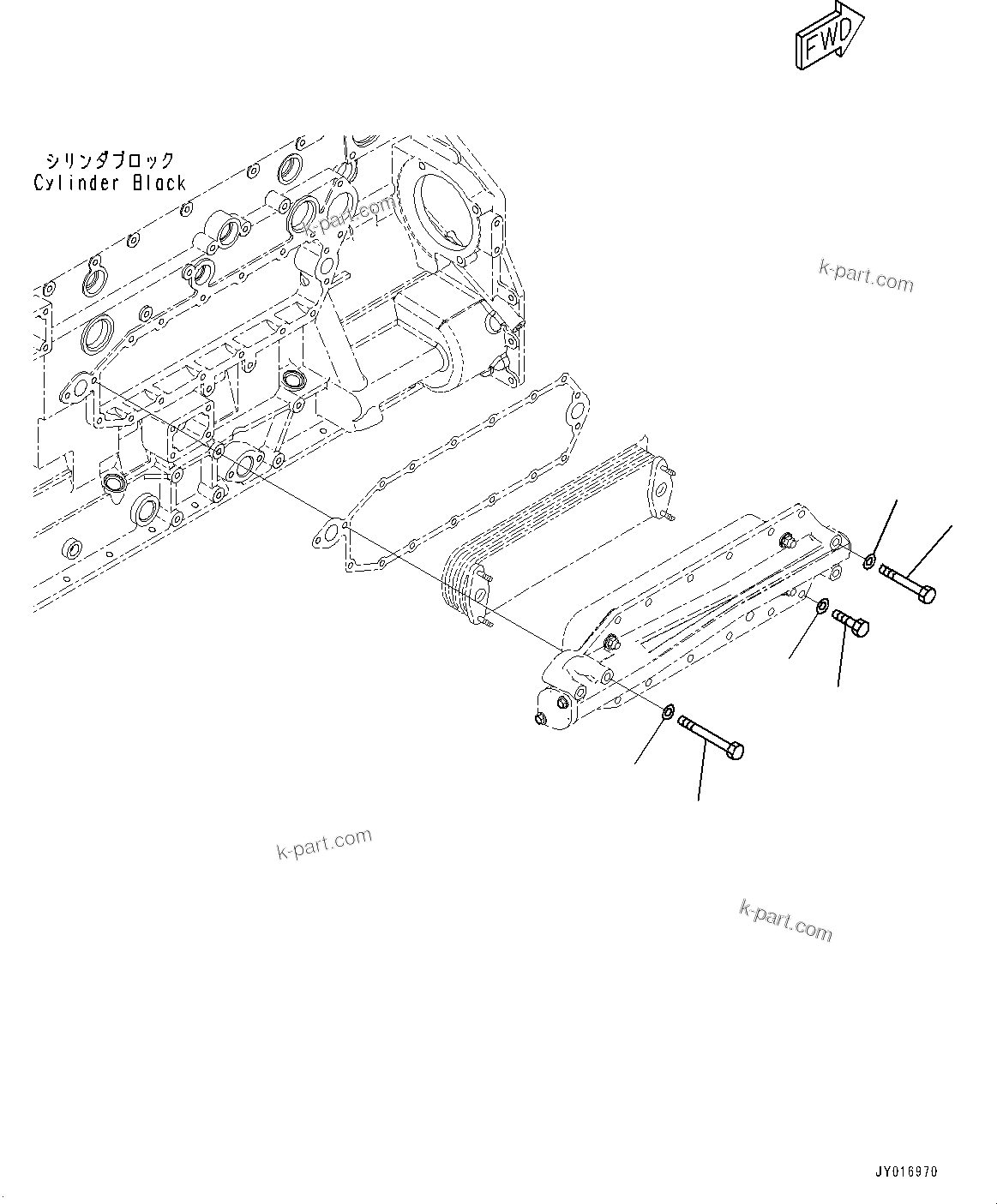 Komatsu parts book diagram for SAA6D125E-7 S/N 860032-UP (For HM300-5E0): ENGINE OIL COOLER MOUNTING (#860032-)