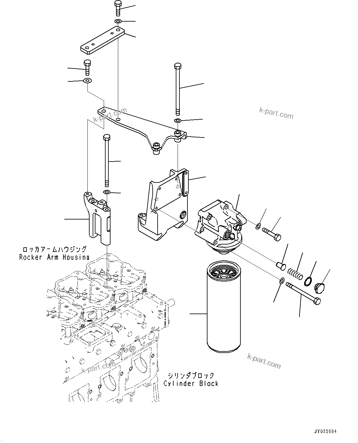 Komatsu parts book diagram for SAA6D125E-7 S/N 860032-UP (For HM300-5E0): ENGINE OIL FILTER, OIL FILTER (#860032-)