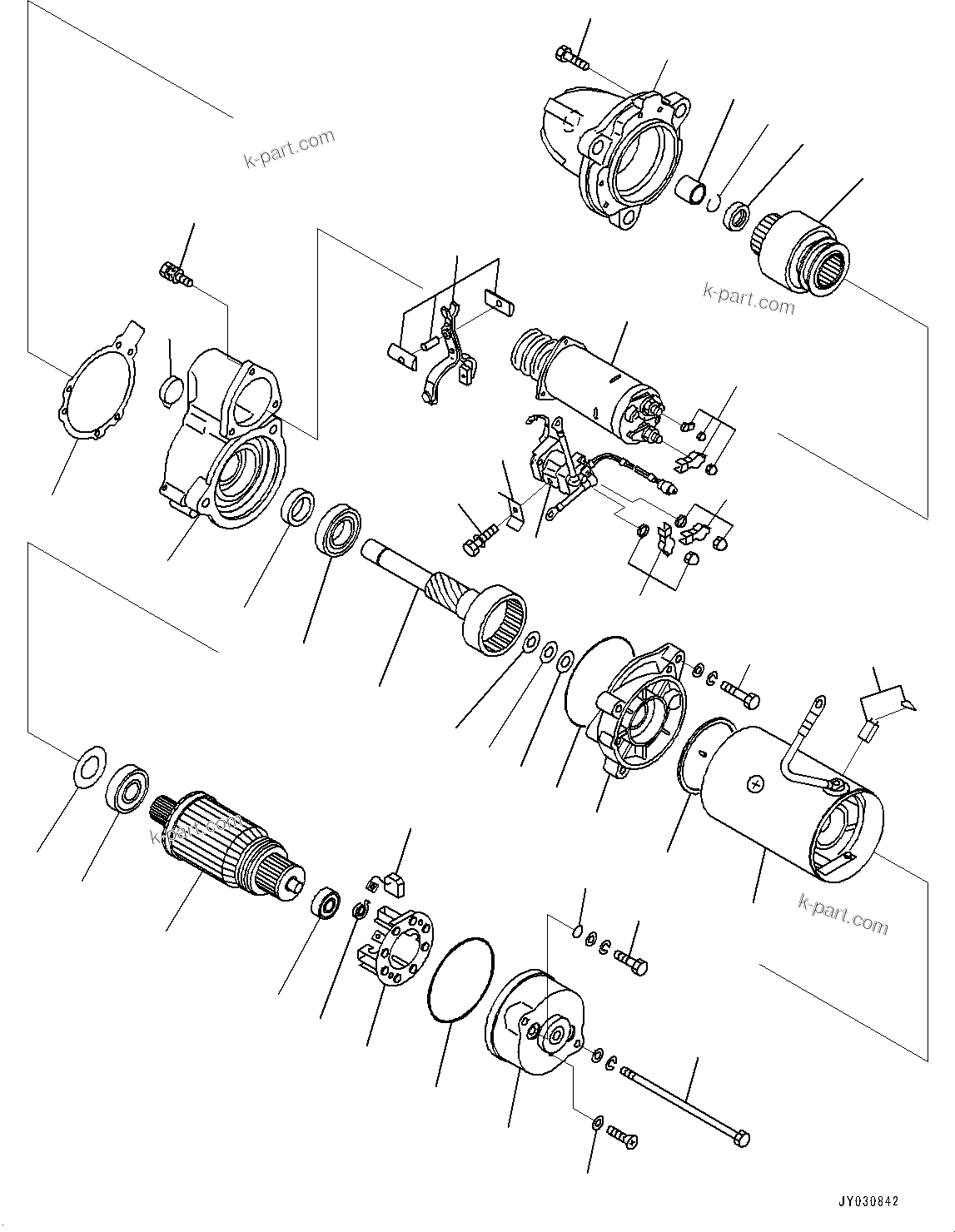 Komatsu parts book diagram for SAA6D125E-7 S/N 860032-UP (For HM300-5E0): STARTING MOTOR, INNER PARTS(#861075-)