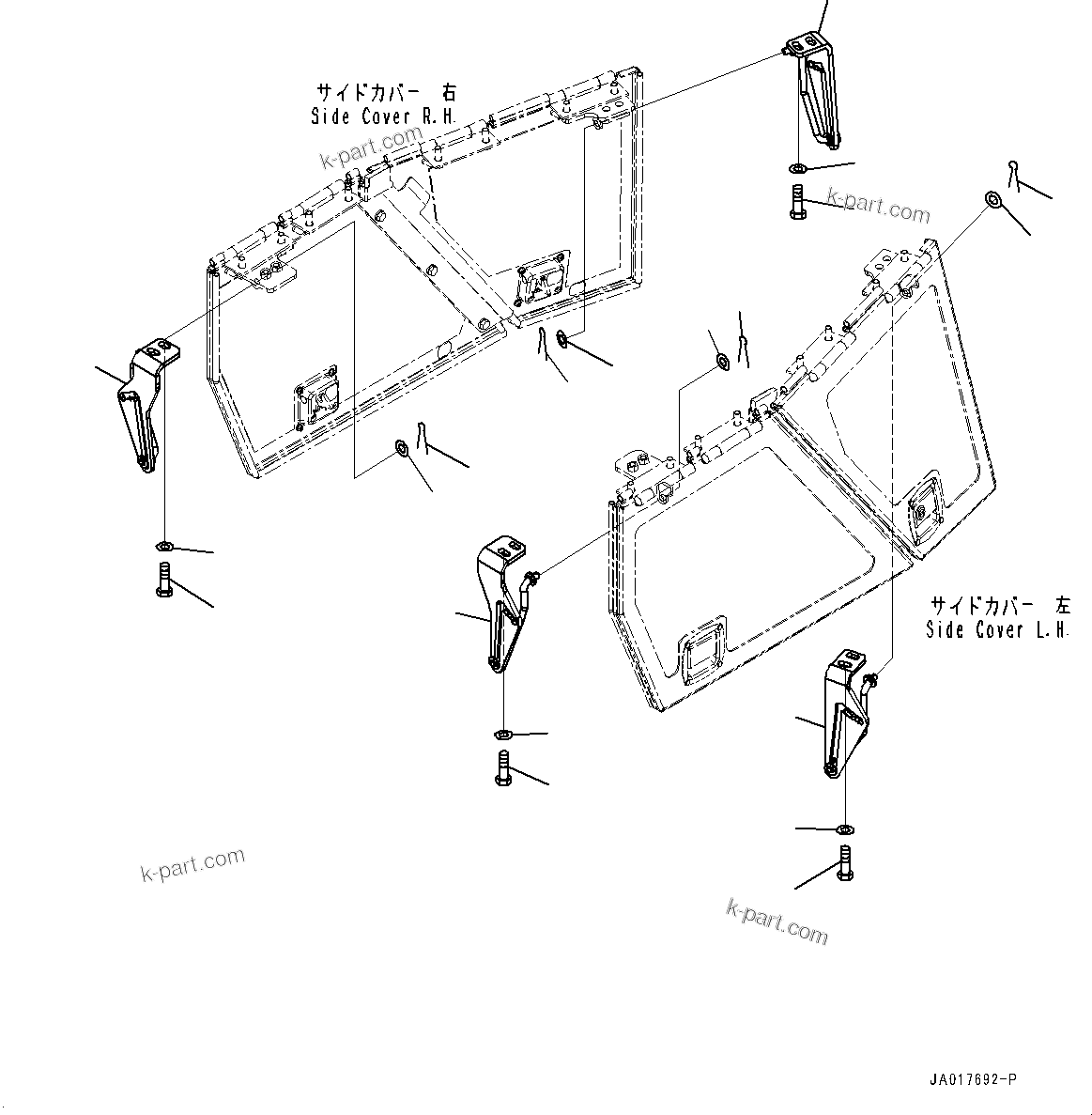 Komatsu parts book diagram for D85EXI-18E0 S/N 23363-UP: ENGINE HOOD AND SIDE COVER GROUP, BRACKET (#22083-)