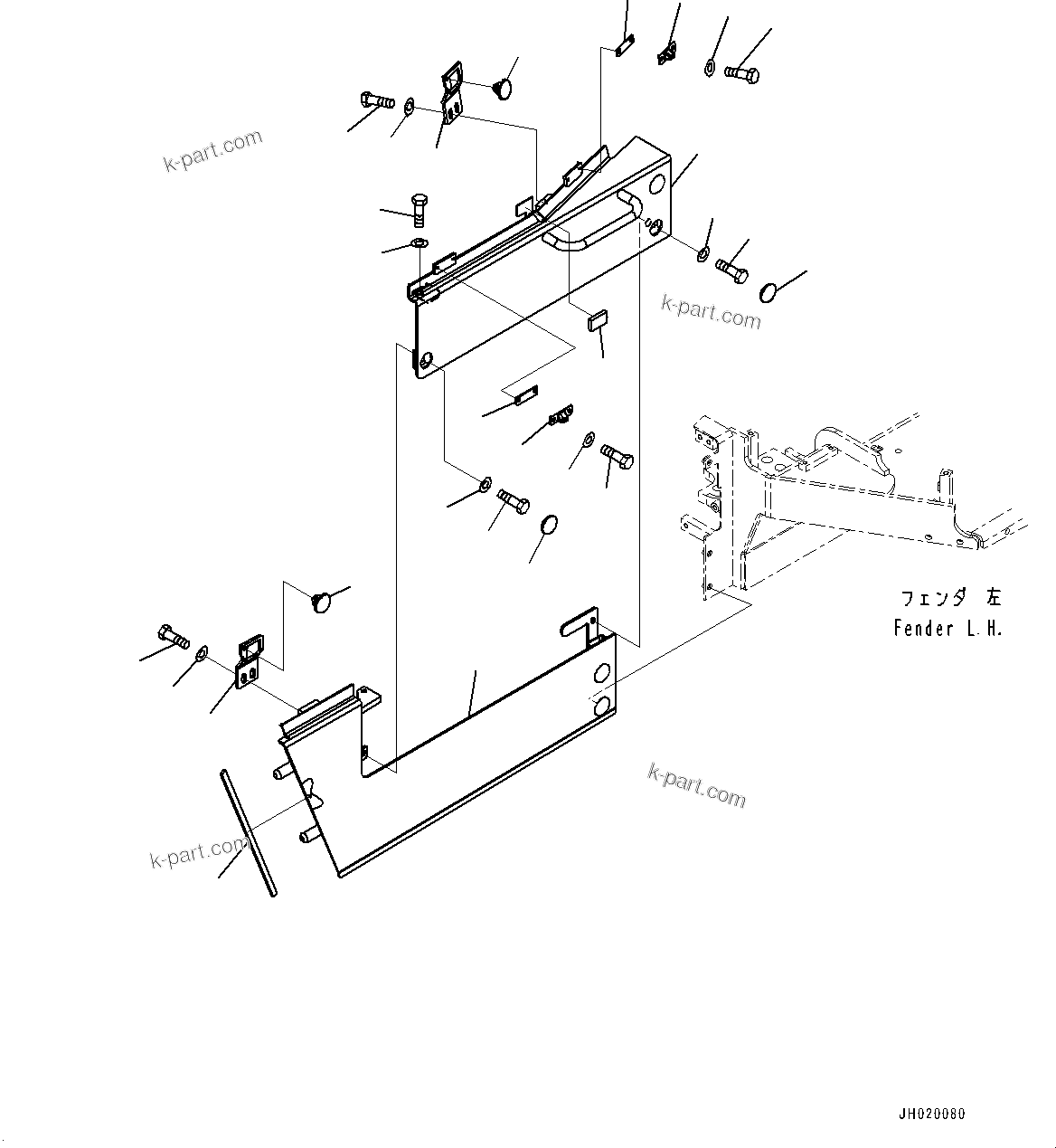Komatsu parts book diagram for D85EXI-18E0 S/N 23363-UP: ENGINE HOOD AND SIDE COVER GROUP, LOWER COVER (1/2) (#22083-)