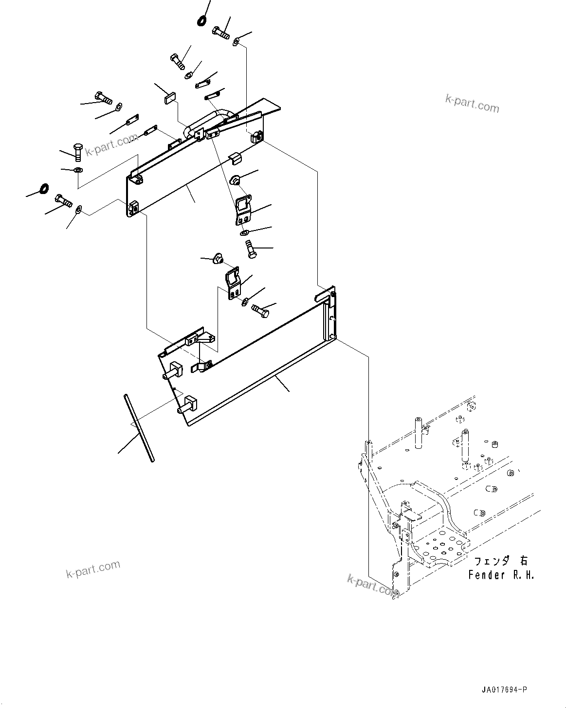 Komatsu parts book diagram for D85EXI-18E0 S/N 23363-UP: ENGINE HOOD AND SIDE COVER GROUP, LOWER COVER (2/2) (#22083-)