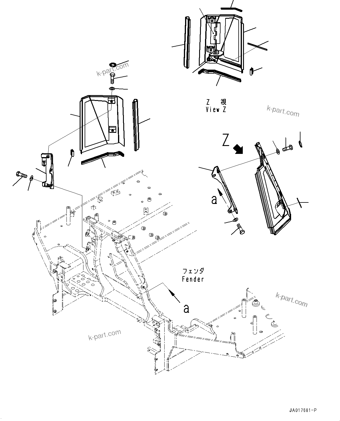 Komatsu parts book diagram for D85EXI-18E0 S/N 23363-UP: HOOD MOUNTING COVER (#22083-)