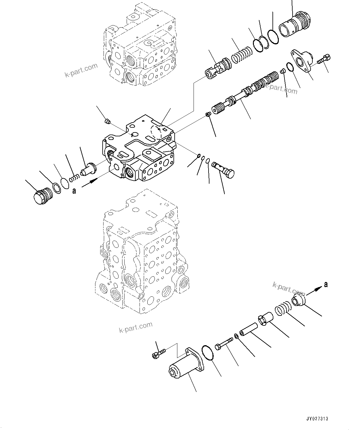 Komatsu parts book diagram for D85EXI-18E0 S/N 23363-UP: FENDER, CONTROL VALVE, 6-SPOOL (8/10) (#23046-)