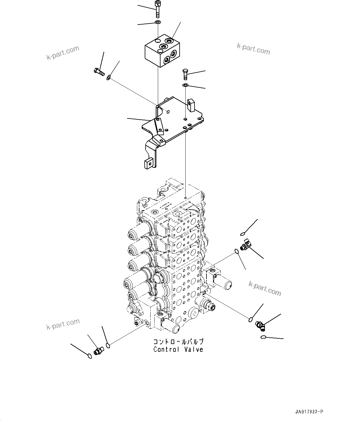 Komatsu parts book diagram for D85EXI-18E0 S/N 23363-UP: FENDER, CONTROL VALVE RELATED PARTS (#23046-)
