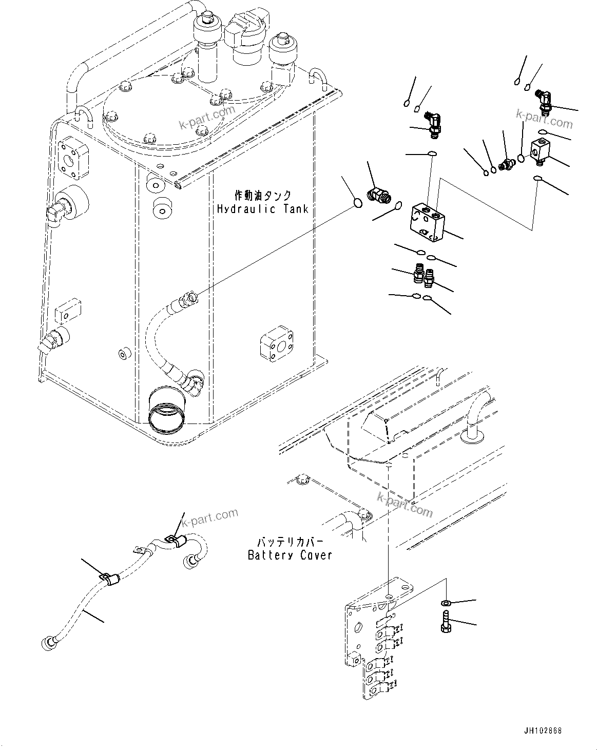 Komatsu parts book diagram for D85EXI-18E0 S/N 23363-UP: FENDER, DRAIN PIPING (#23046-)