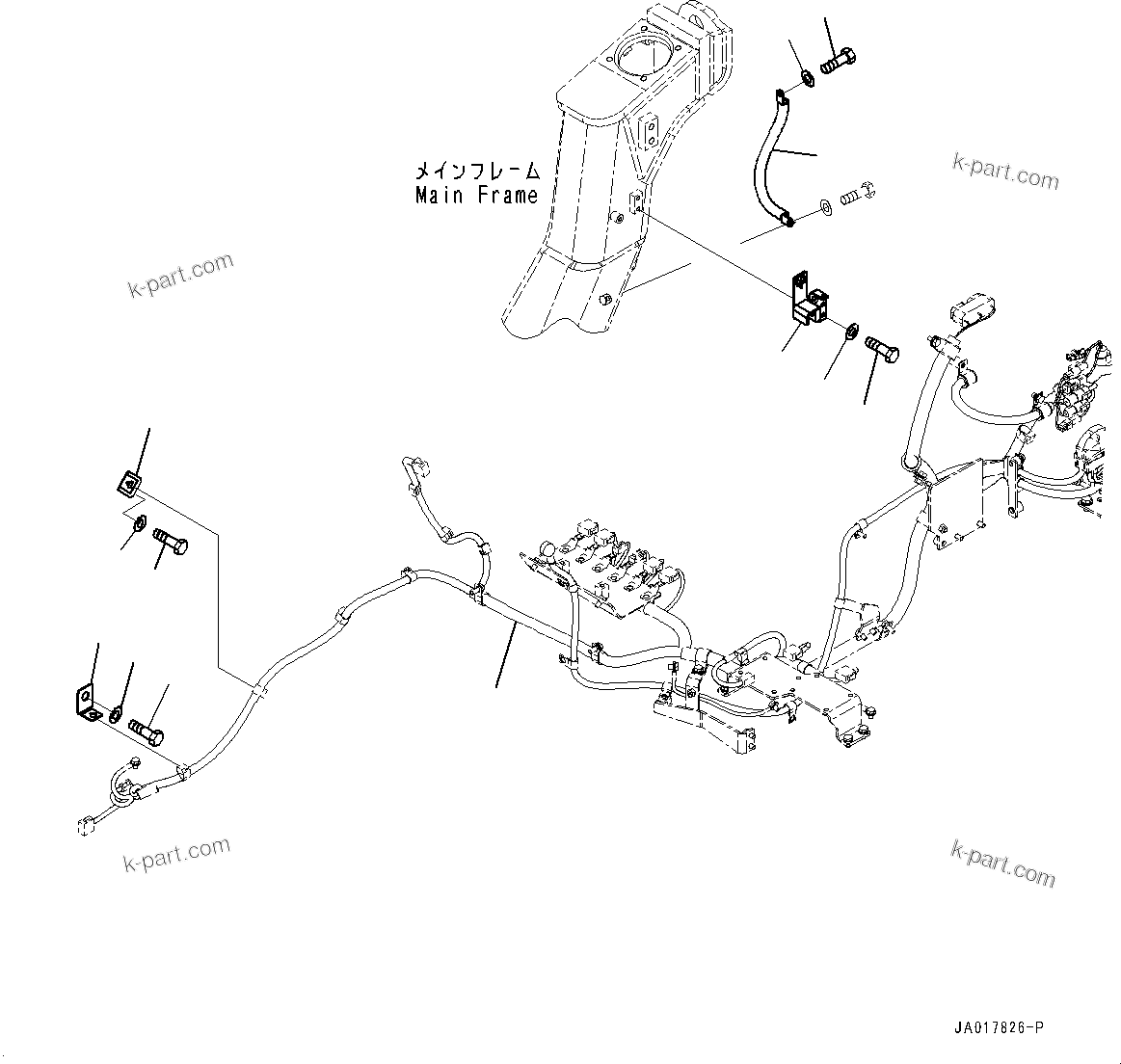 Komatsu parts book diagram for D85EXI-18E0 S/N 23363-UP: FENDER, GROUND CABLE (2/2) (#23046-)