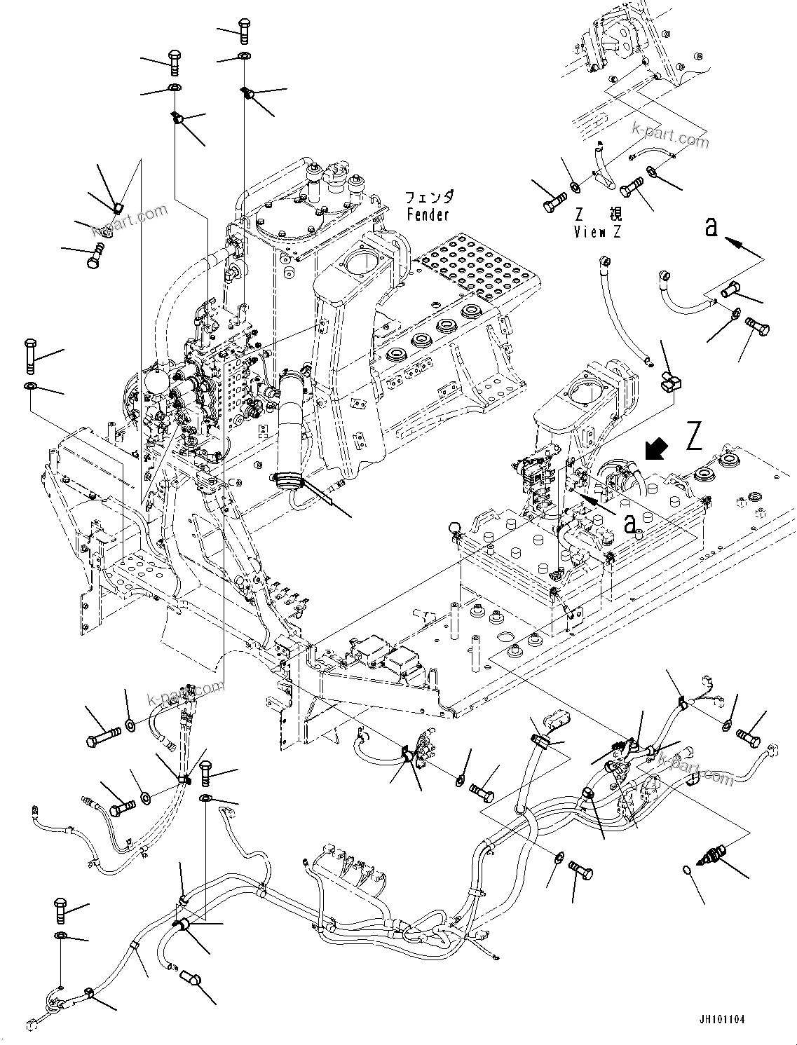 Komatsu parts book diagram for D85EXI-18E0 S/N 23363-UP: FENDER, MOUNTING (#23046-)