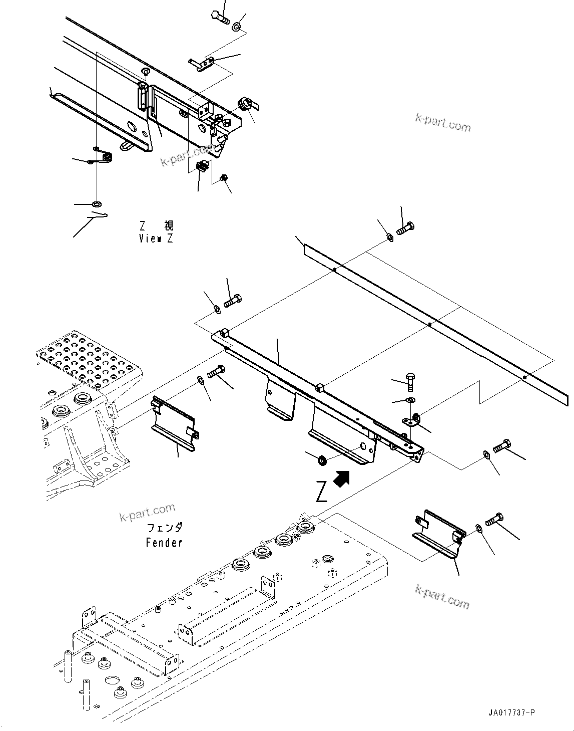 Komatsu parts book diagram for D85EXI-18E0 S/N 23363-UP: REAR COVER (#22083-)